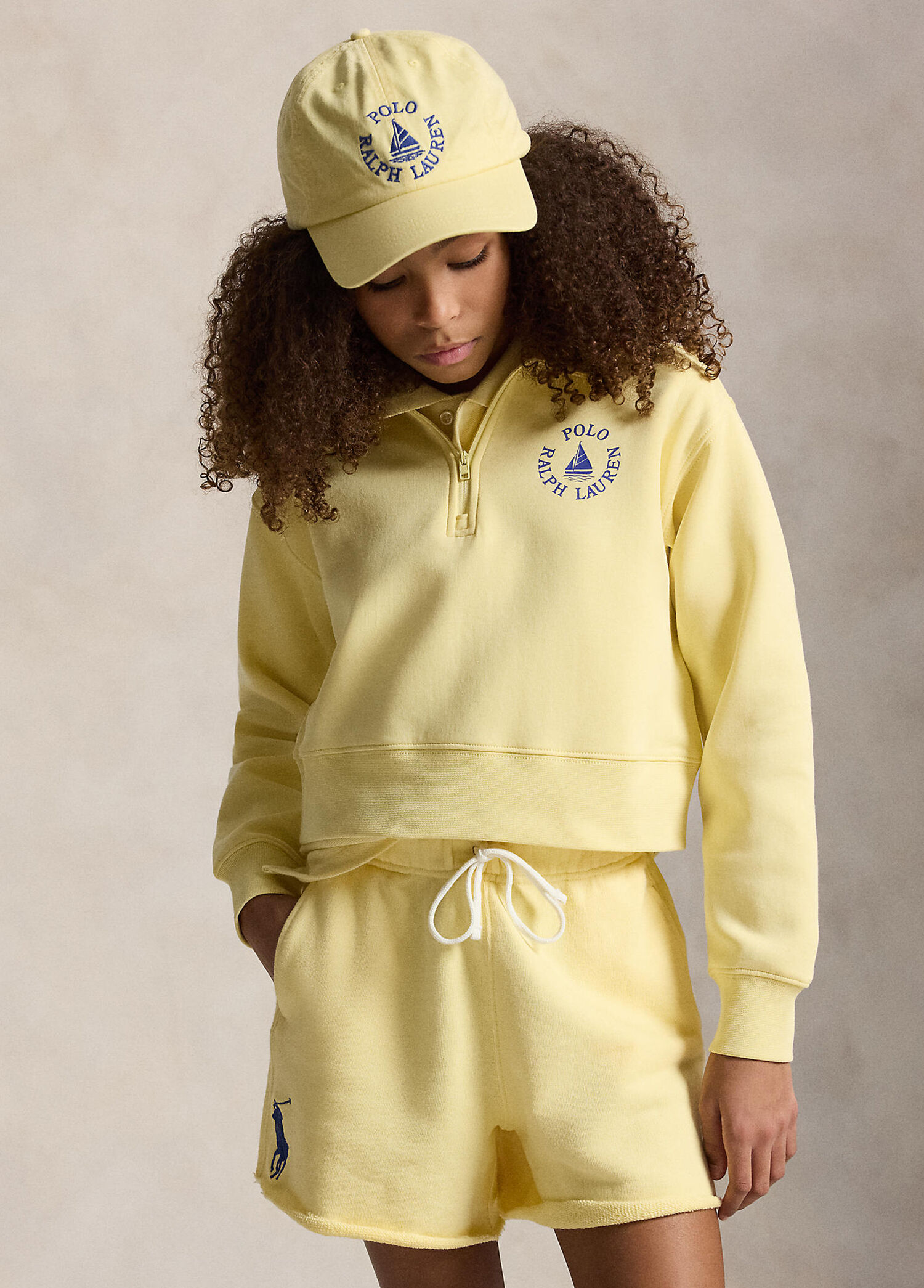 Sarı Kız Çocuk Polo Sweatshirt