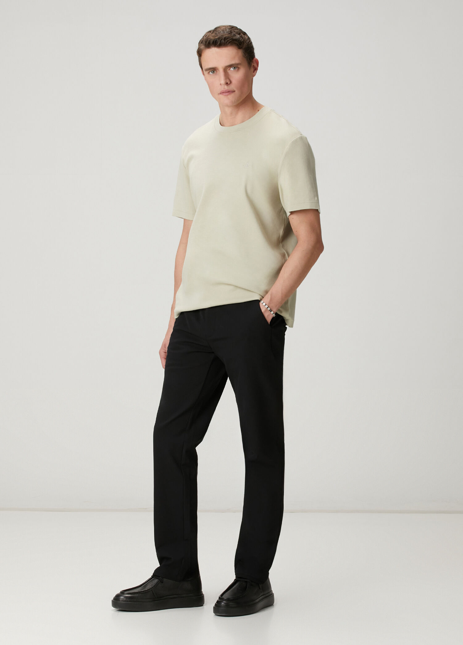 Siyah Parça Boya Stretch Chino Pantolon
