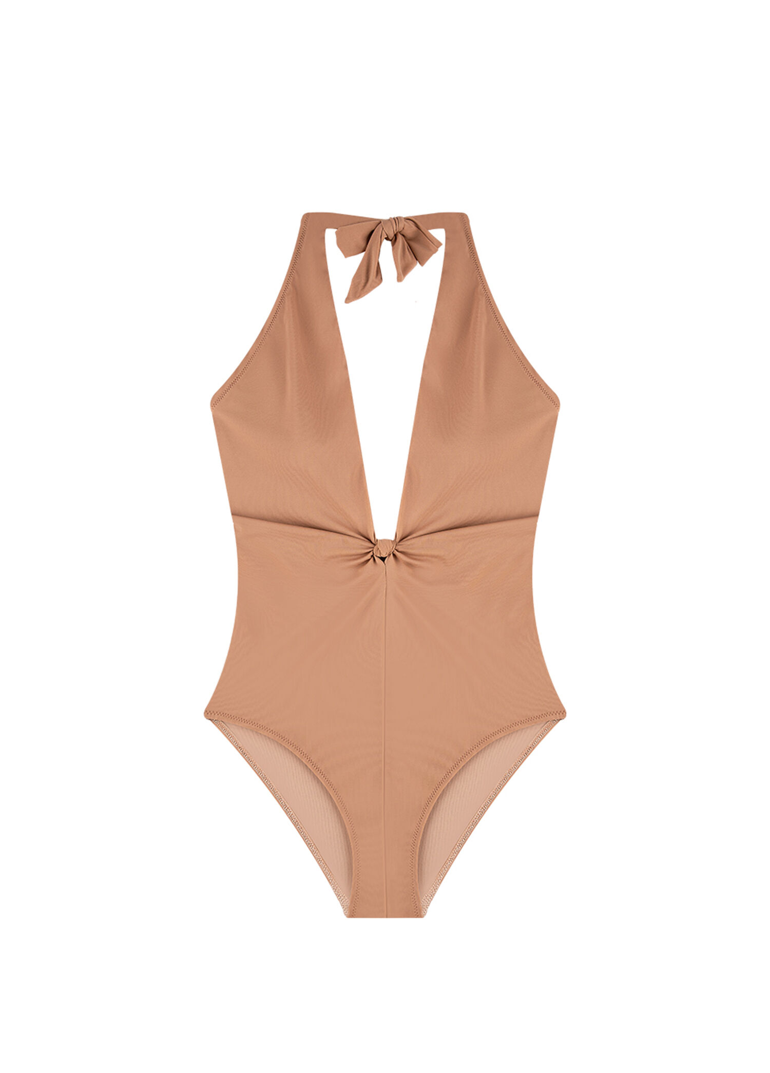 Alaina French Beige Bej Düğüm Detaylı Boyundan Bağlamalı Kadın Mayo