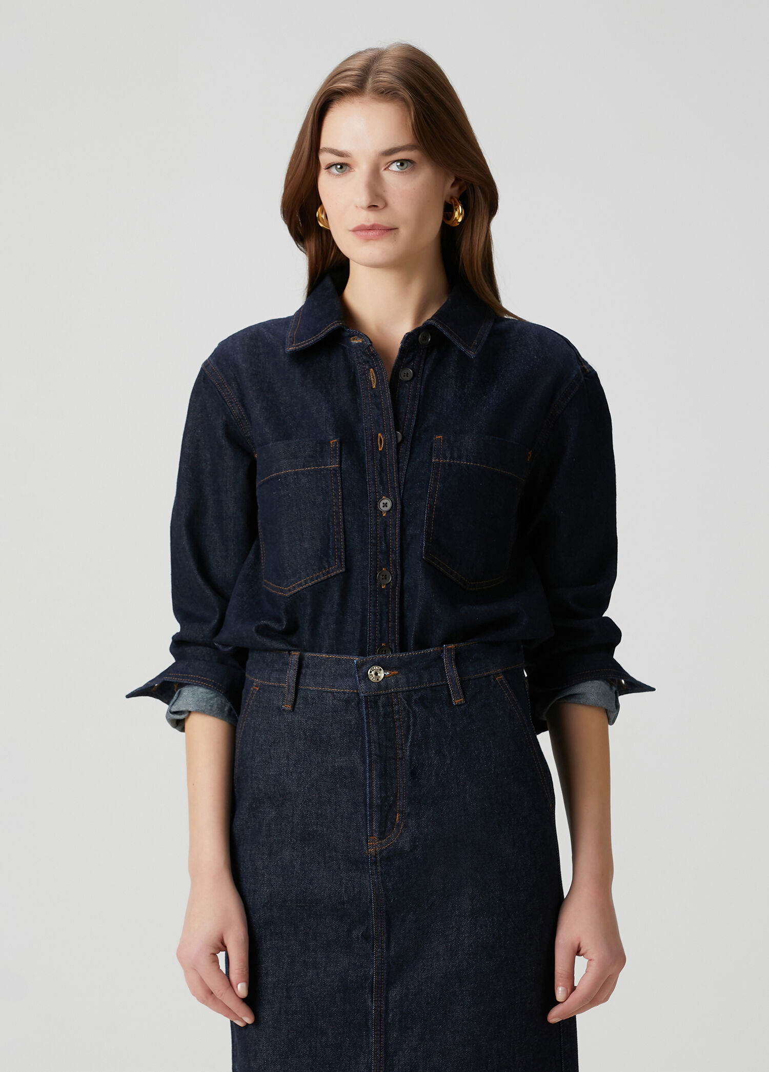 Koyu Lacivert Denim Gömlek