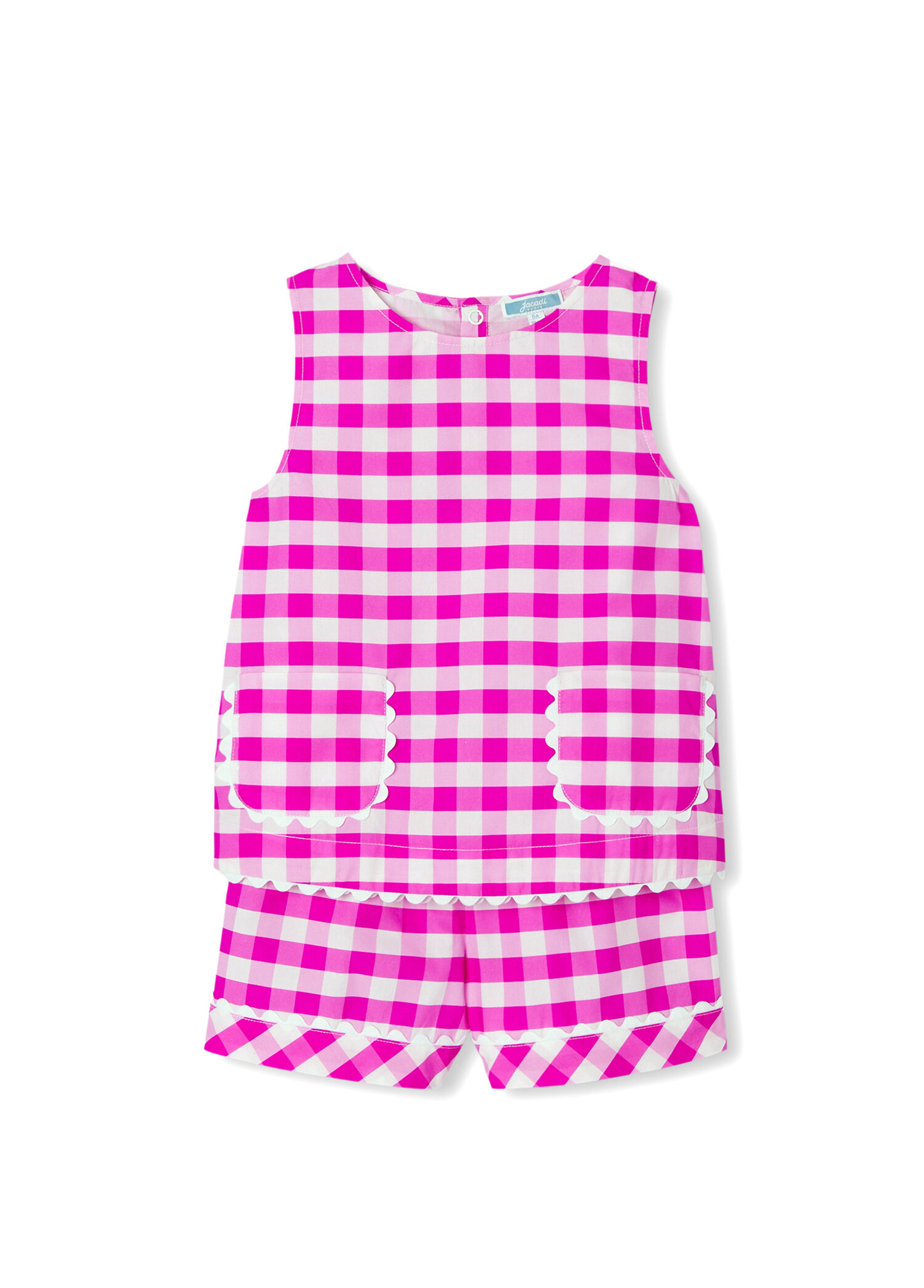Pembe Pötikare Poplin Kolsuz Kız Çocuk Kısa Pijama Takımı