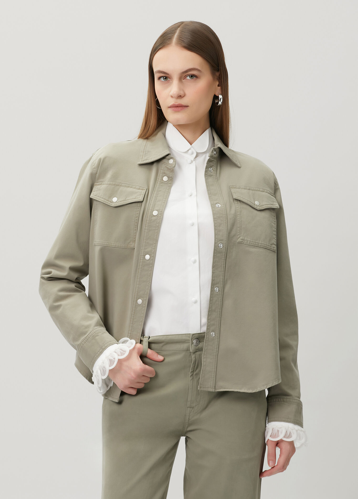 Classic Fit Açık Yeşil Twill Gömlek