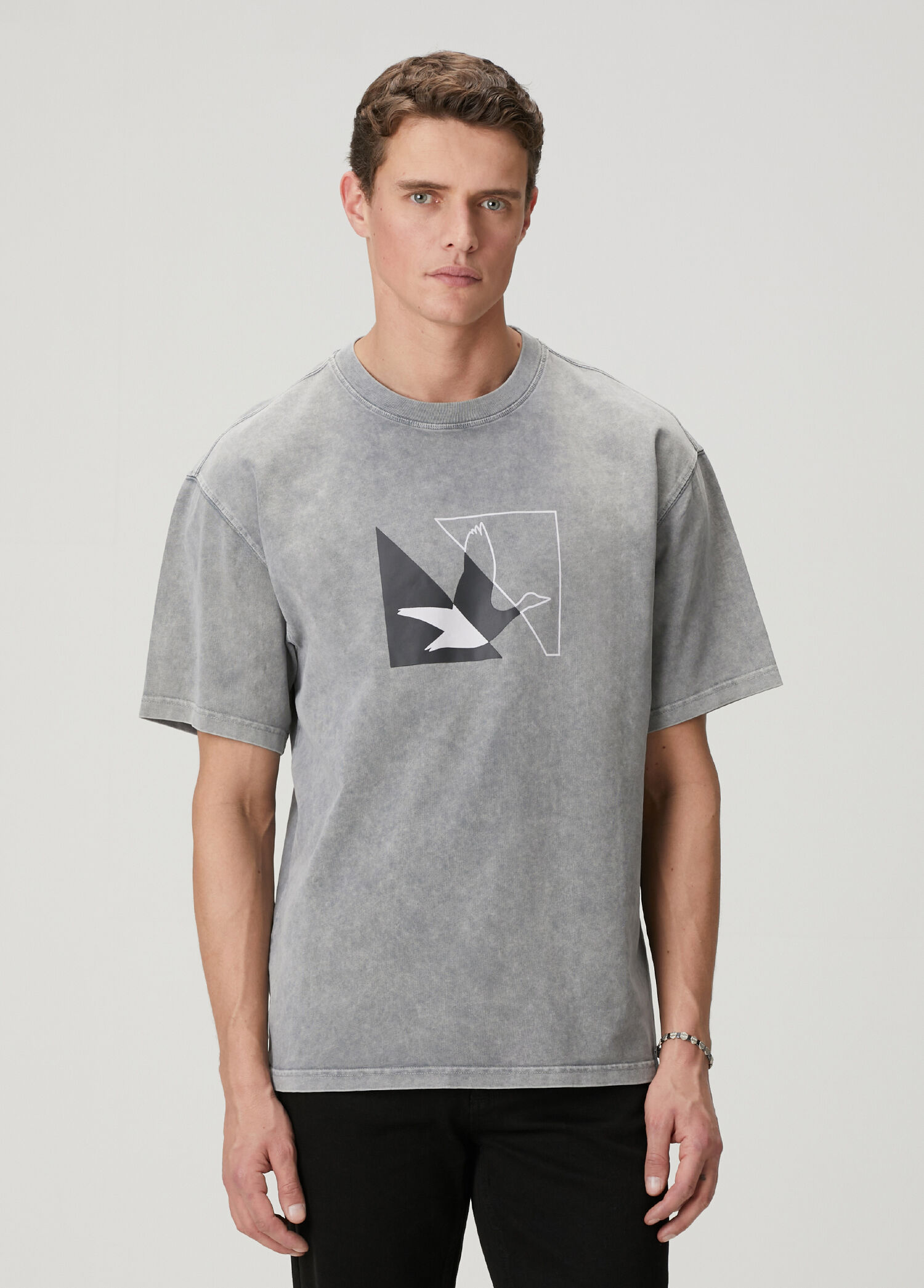 Antrasit Logolu Oversize T-shirt