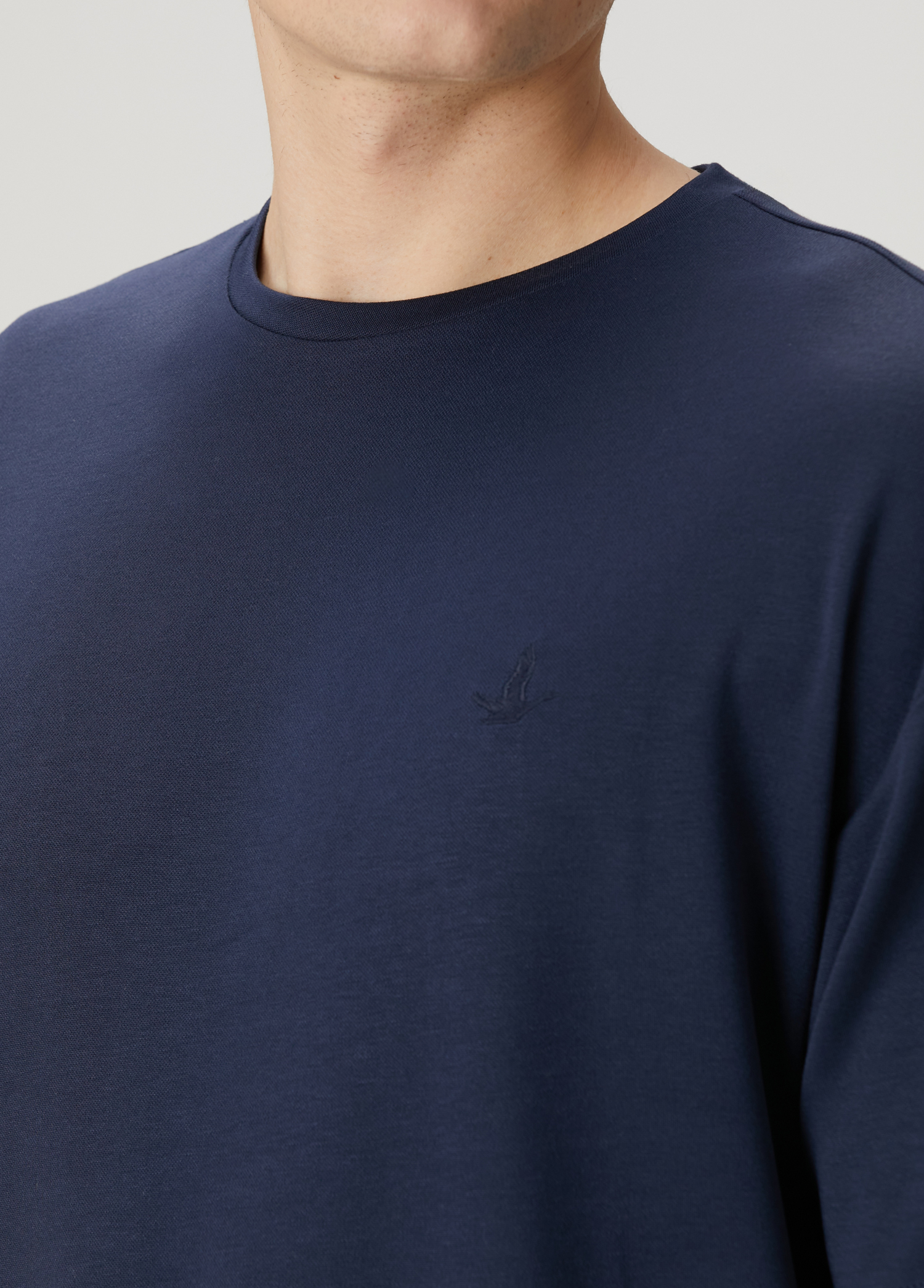 Lacivert Logo Nakışlı Oversized T-shirt_4