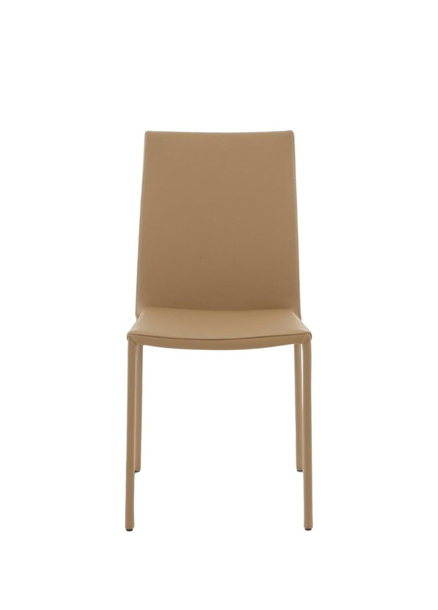 Slim Beige Deri Dörtlü Set Sandalye
