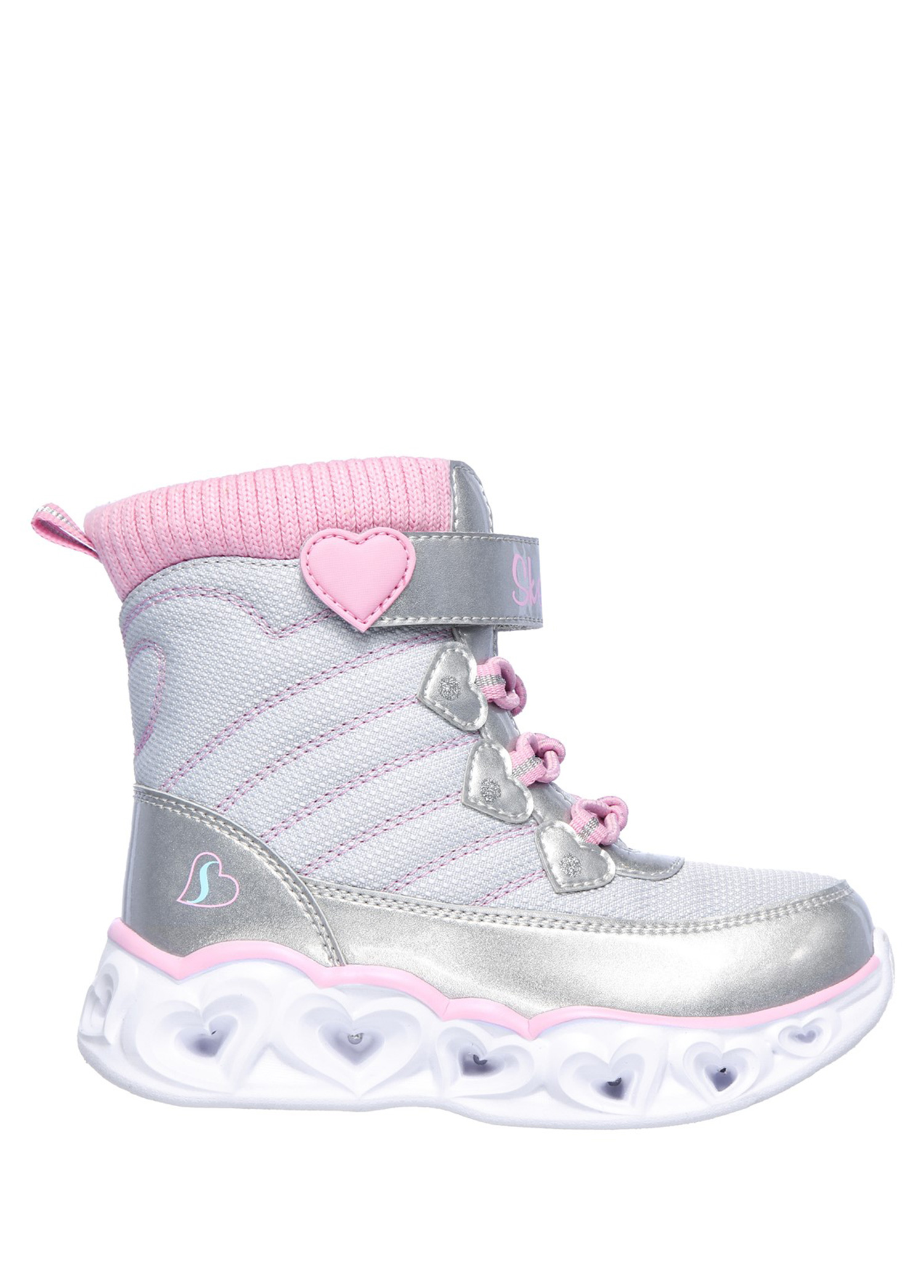 Skechers Heart Lights Gri Pembe Kız Bebek Sneaker Gri