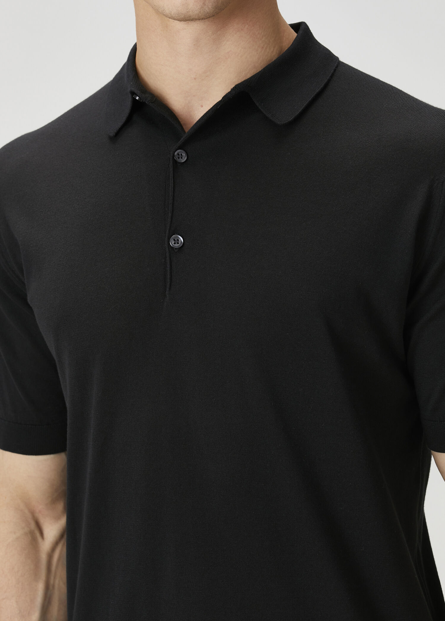 Black John Smedley Black Men Adrian Black Short Sleeve Polo