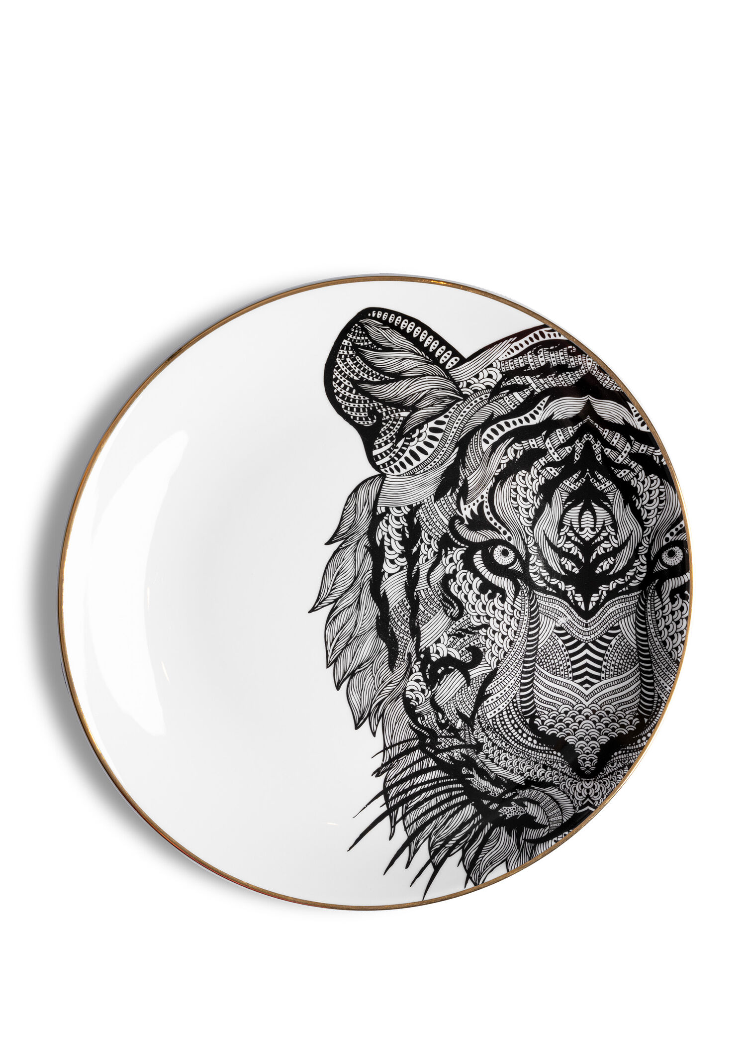 P Some Home Istanbul Bold Collection Kaplan Figurlu Porselen Servis Tabagi 28 Cm