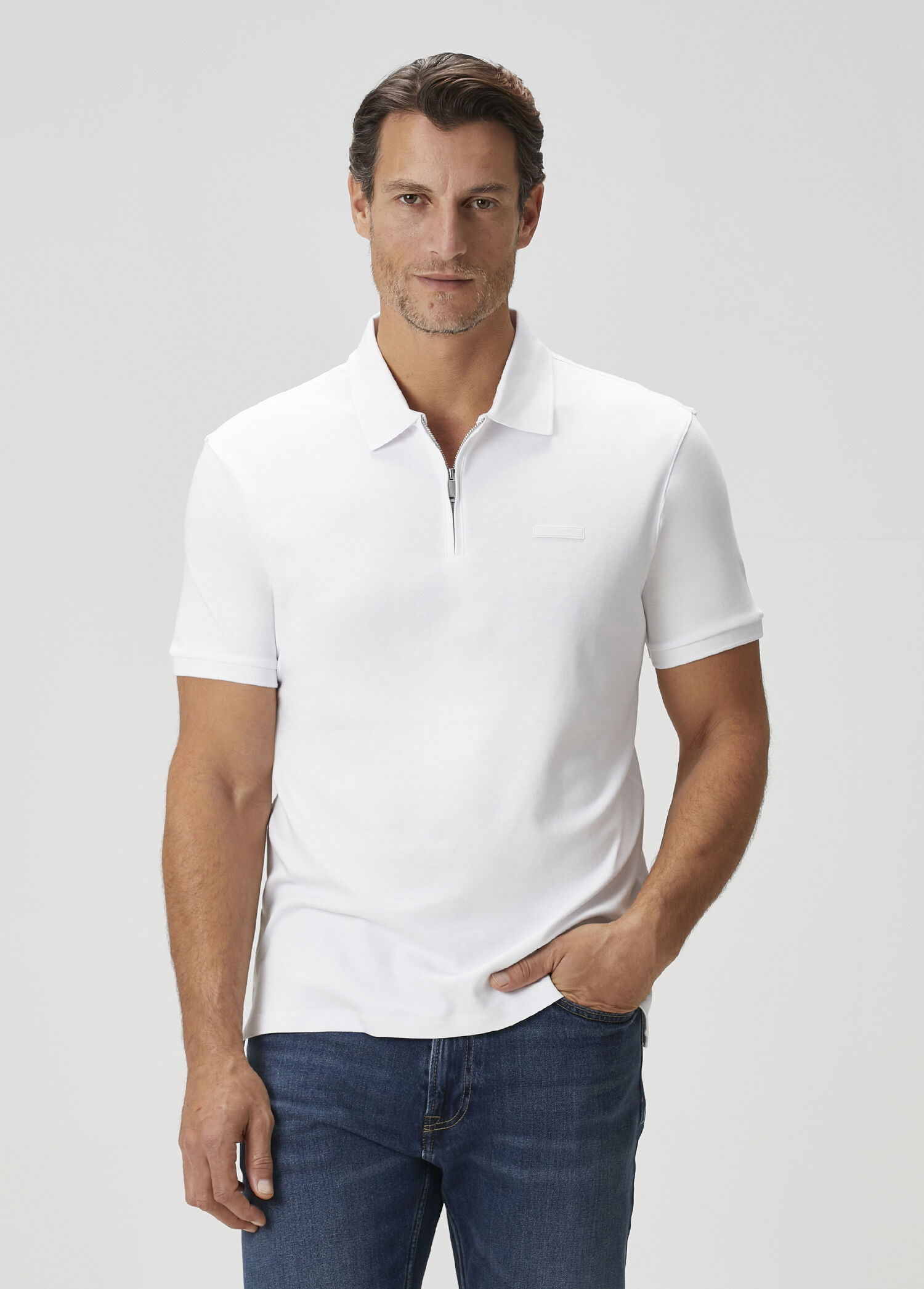 Slim Supima Beyaz Polo Yaka T-shirt