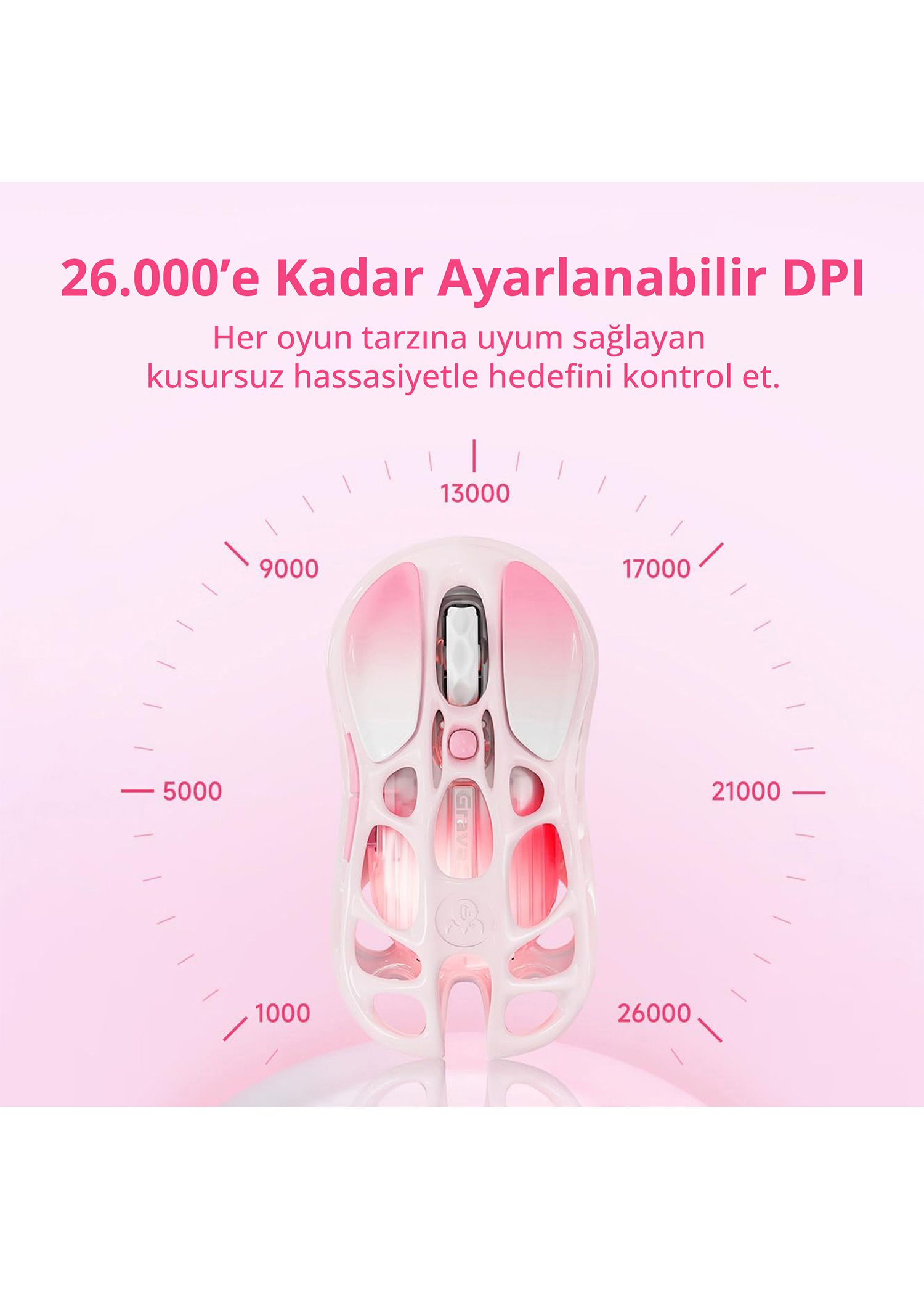 Gravastar - Mercury K1+M1 Pro Sakura Pink Kablosuz Rgb Işıklı