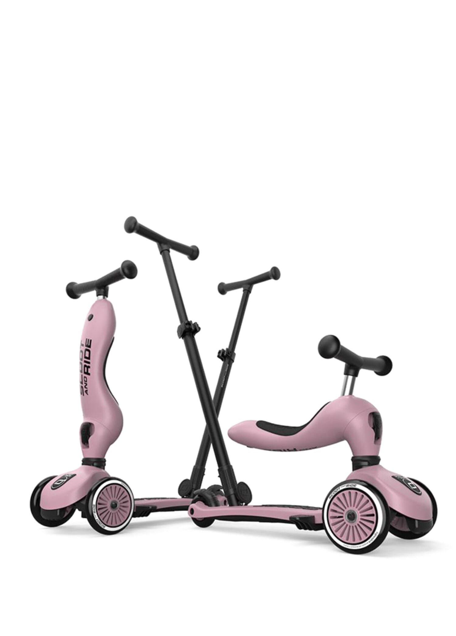 Highwaykick 1 Push and Go 2'si 1 Arada Pembe Ebeveyn Kontrollü 3 Tekerlekli 1-5 Yaş Çocuk Scooter