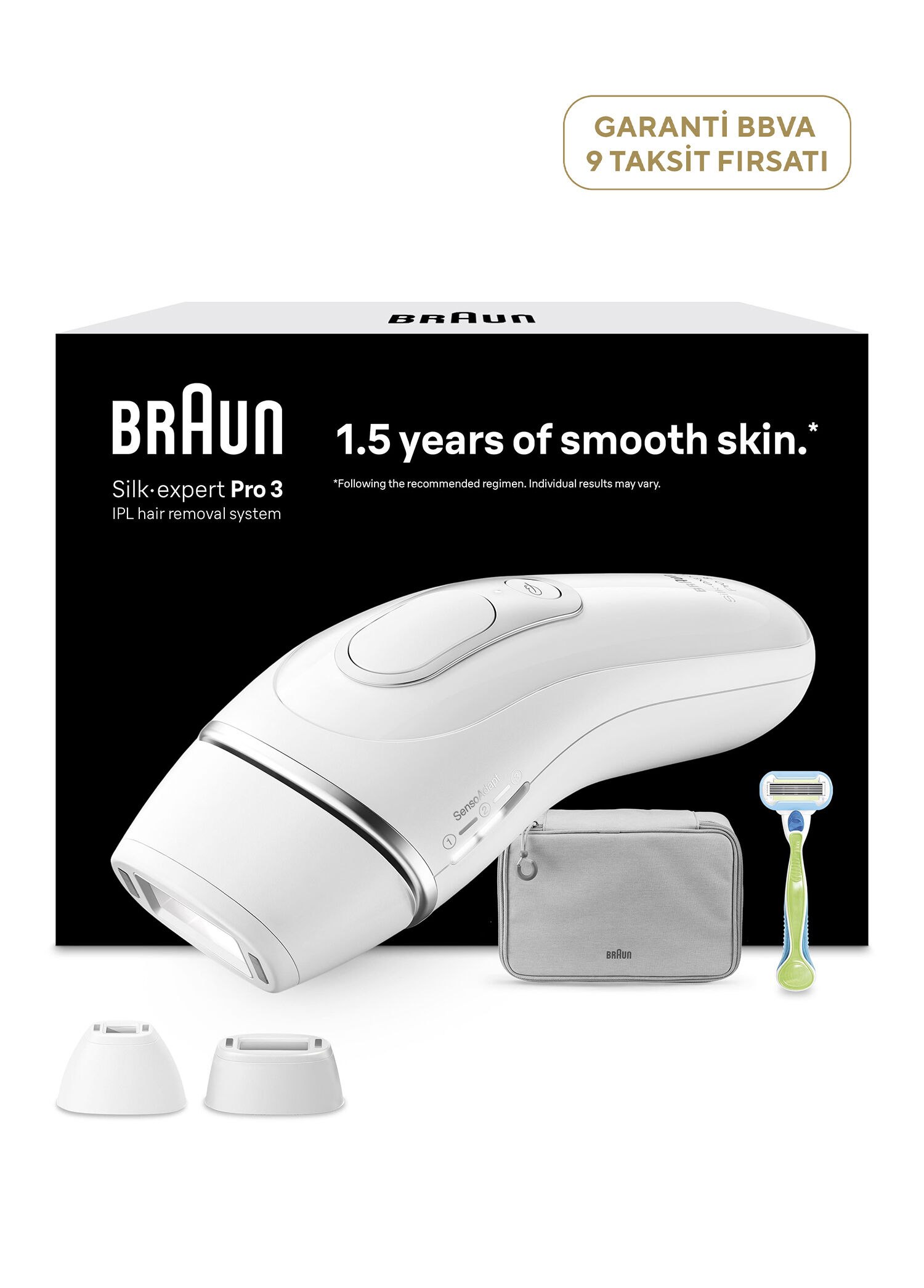 Silk·expert Pro Çanta, Venus Tıraş Makinesi ve 2 Başlık IPL Lazer Epilasyon Aleti PL3122