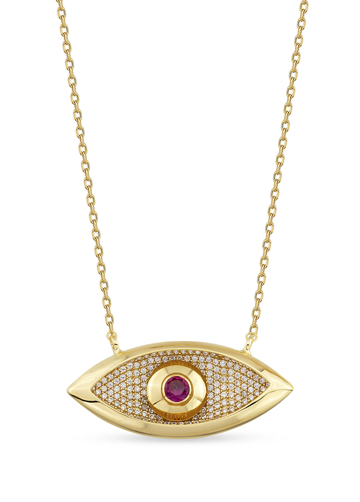 Ruby Eyeshot 24 Ayar Altın Kaplama Kadın Kolye