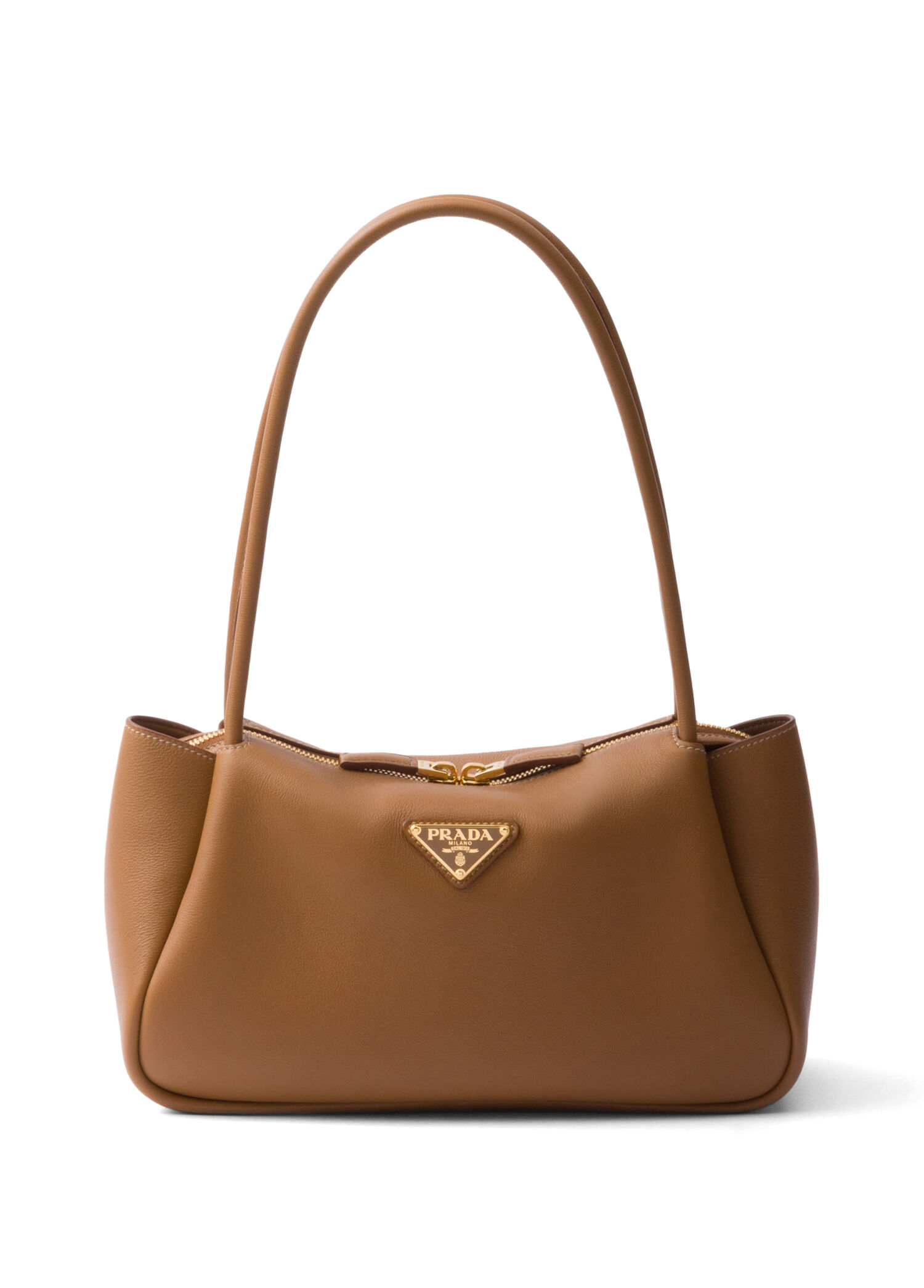 PRADA HANDOBAG 三角プレート レザー A4可ブラウン Prada Kahverengi Kadın Darling Kahverengi Deri Orta Boy Kadın El