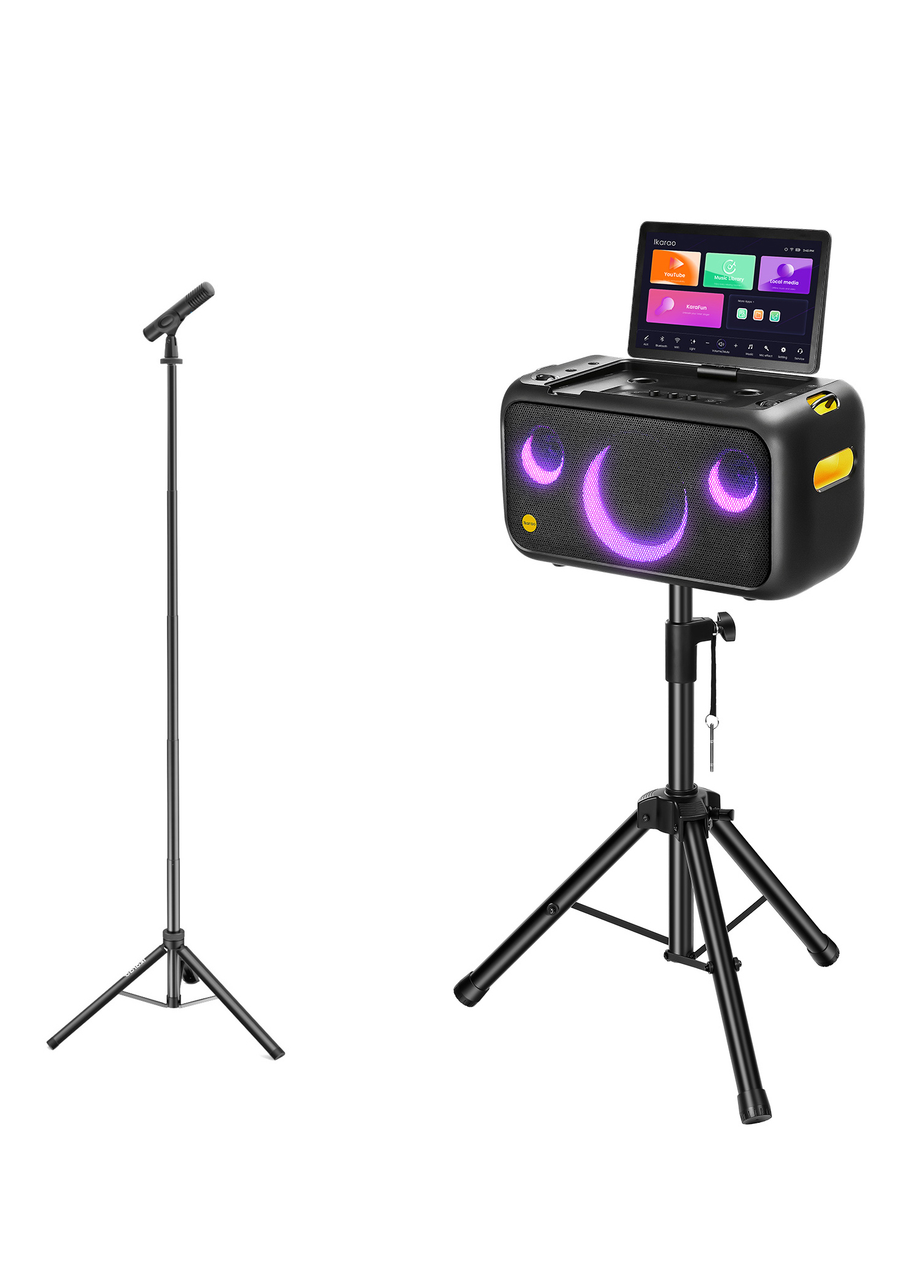 Partybox Hoparlör ve Mikrofon Standlı Break X1 800W Karaoke Bluetooth Hoparlör Seti