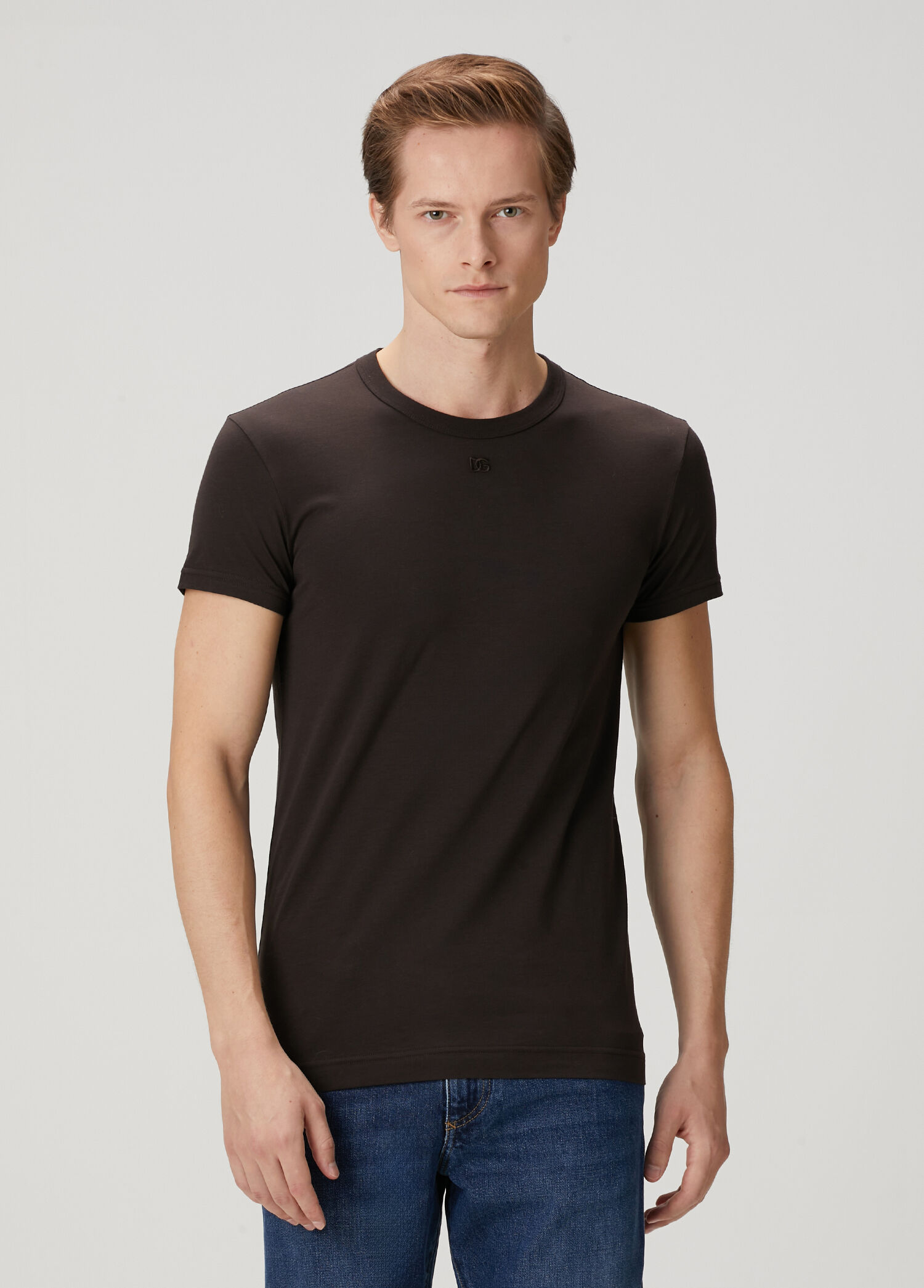 Kahverengi Logo Nakışlı T-shirt