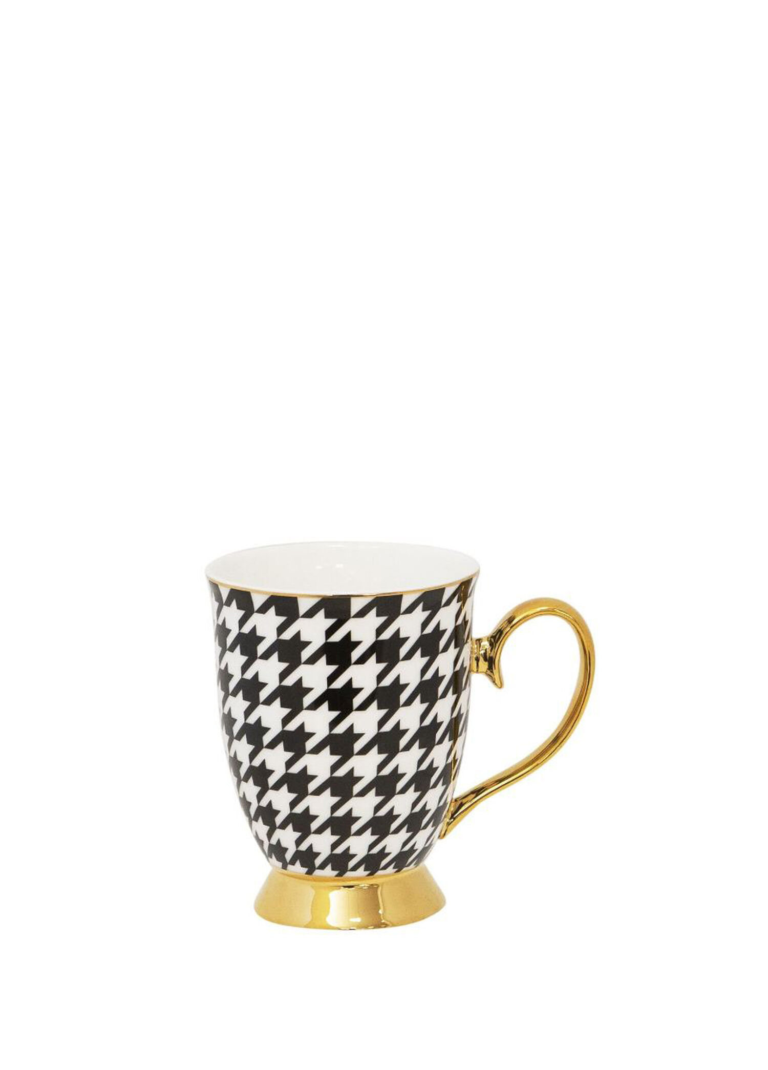 Mug Houndstooth Altın Kaplama Kemik Kupa