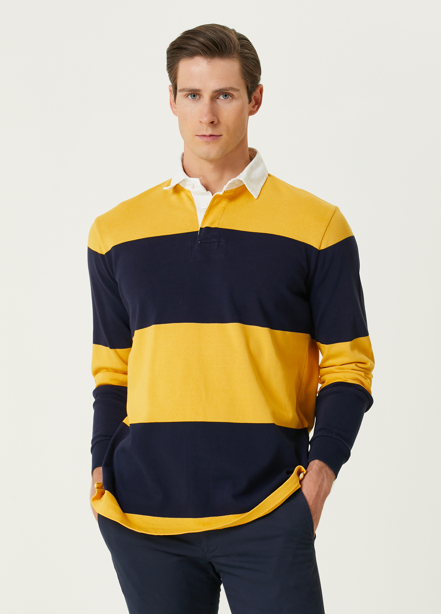 Lacivert Gold Polo Yaka Sweatshirt