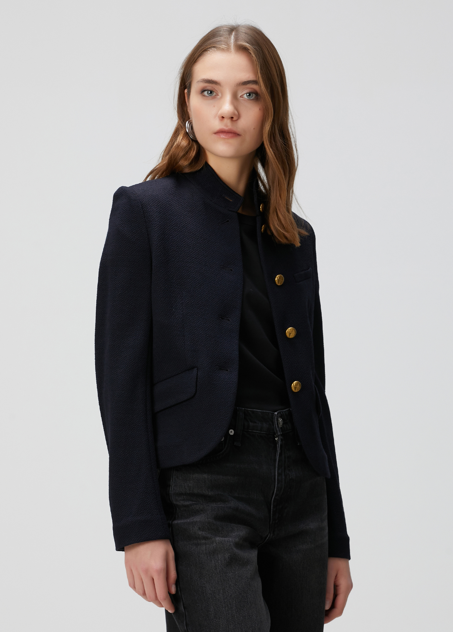 Slade Lacivert Crop Blazer