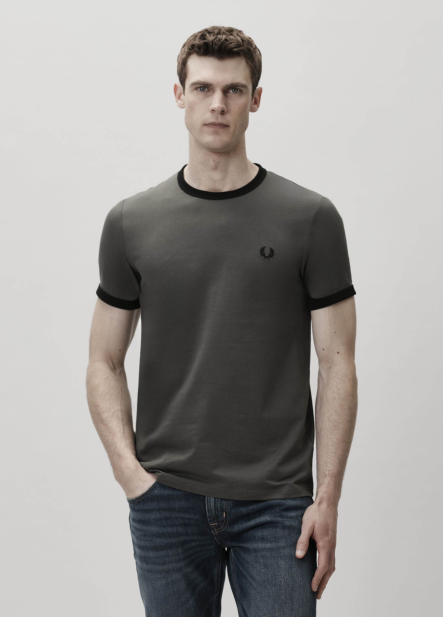Ringer Haki Siyah T-shirt