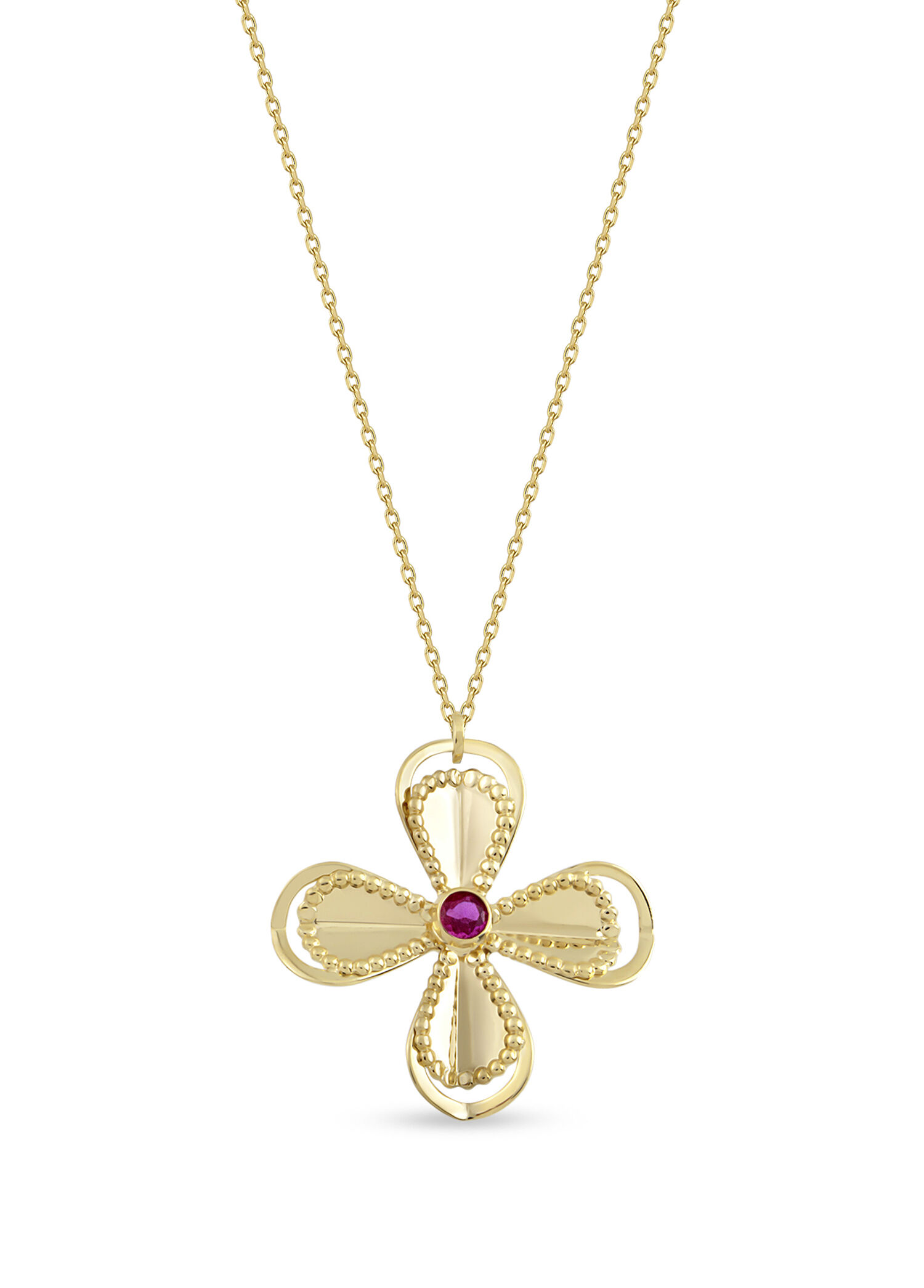 Ruby Lilium 14 Ayar Altın Kadın Kolye