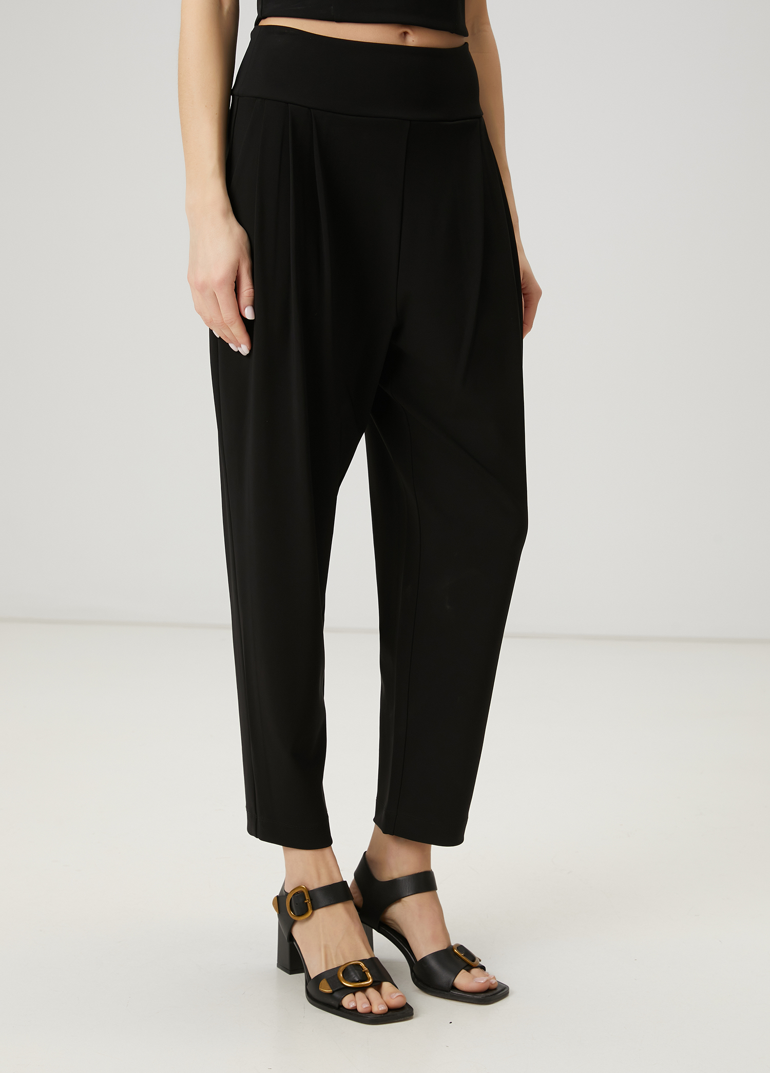 Siyah Pileli Jogger Pantolon_2