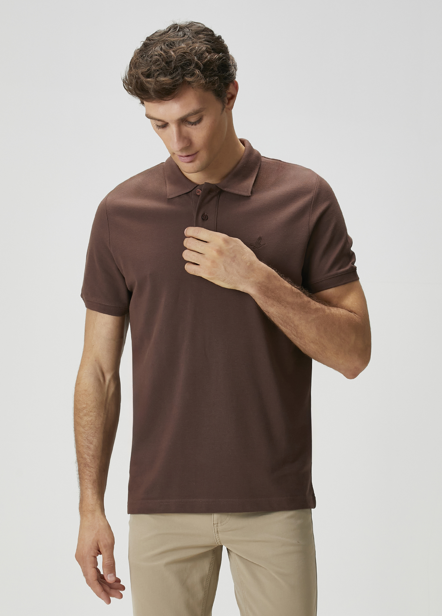 Koyu Kahverengi Polo Yaka T-shirt_2