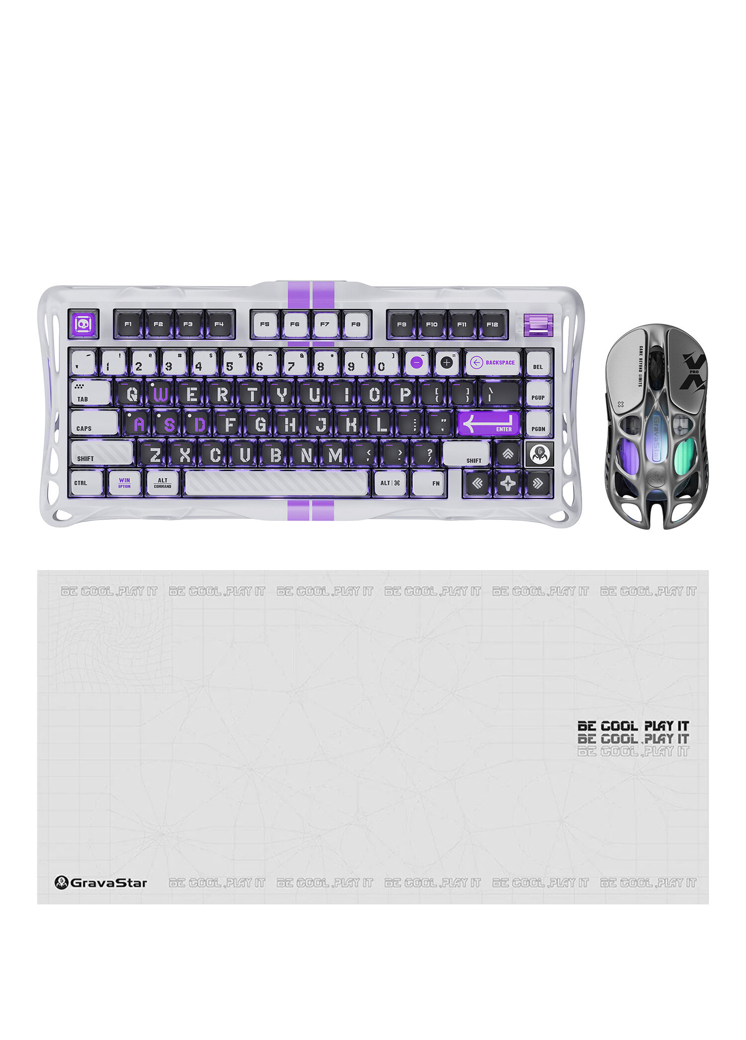 V75 Mecha Gray Manyetik Kablolu Gaming Klavye, XPro Kablosuz Optik Mouse ve Mousepad Oyuncu Seti