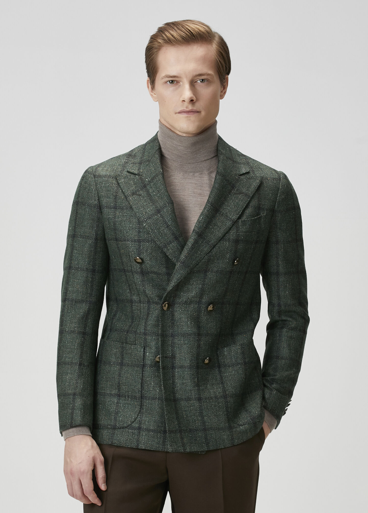 Dark Green Sartorio Dark Green Men Dark Green Plaided Wool Double ...