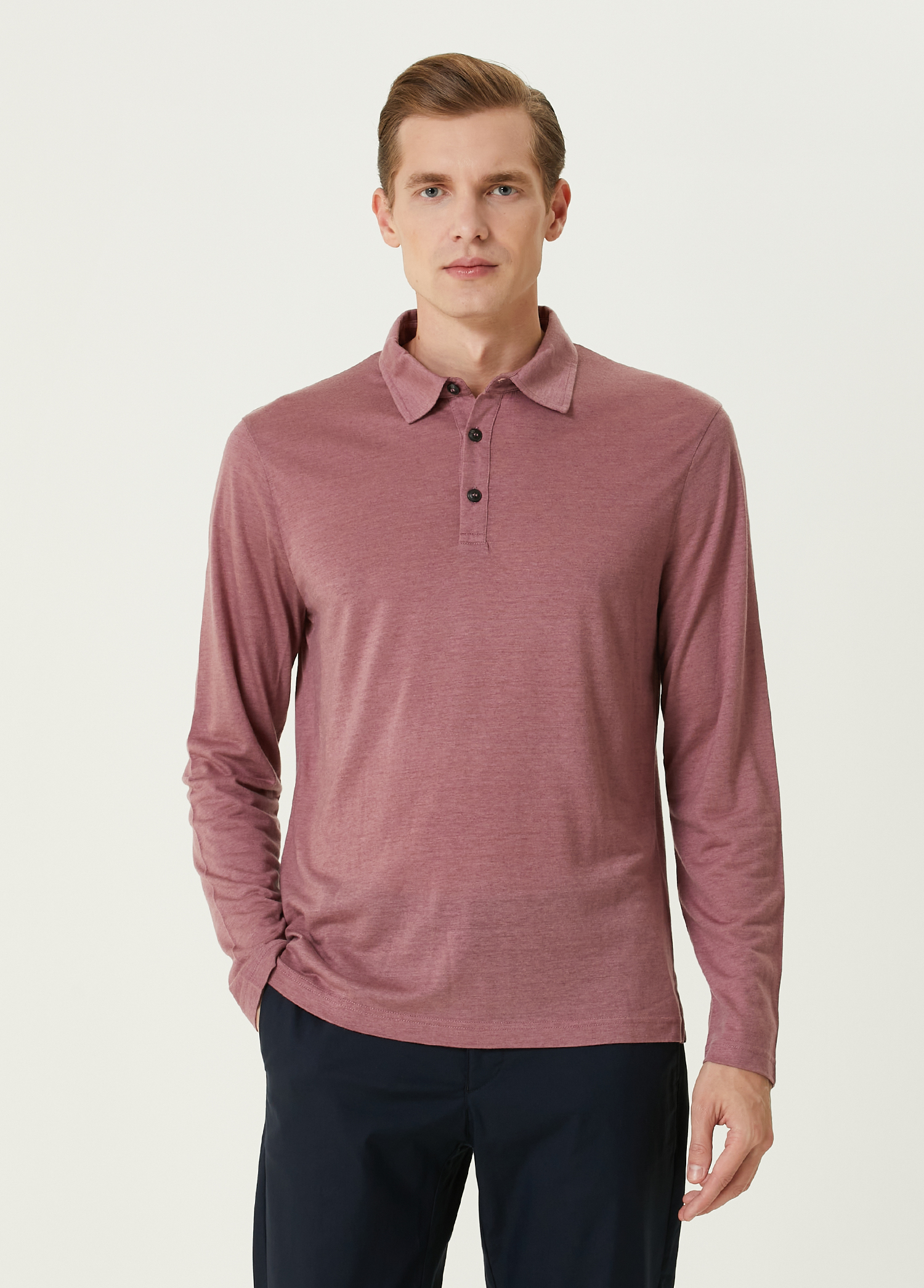 Pembe Polo Yaka Sweatshirt