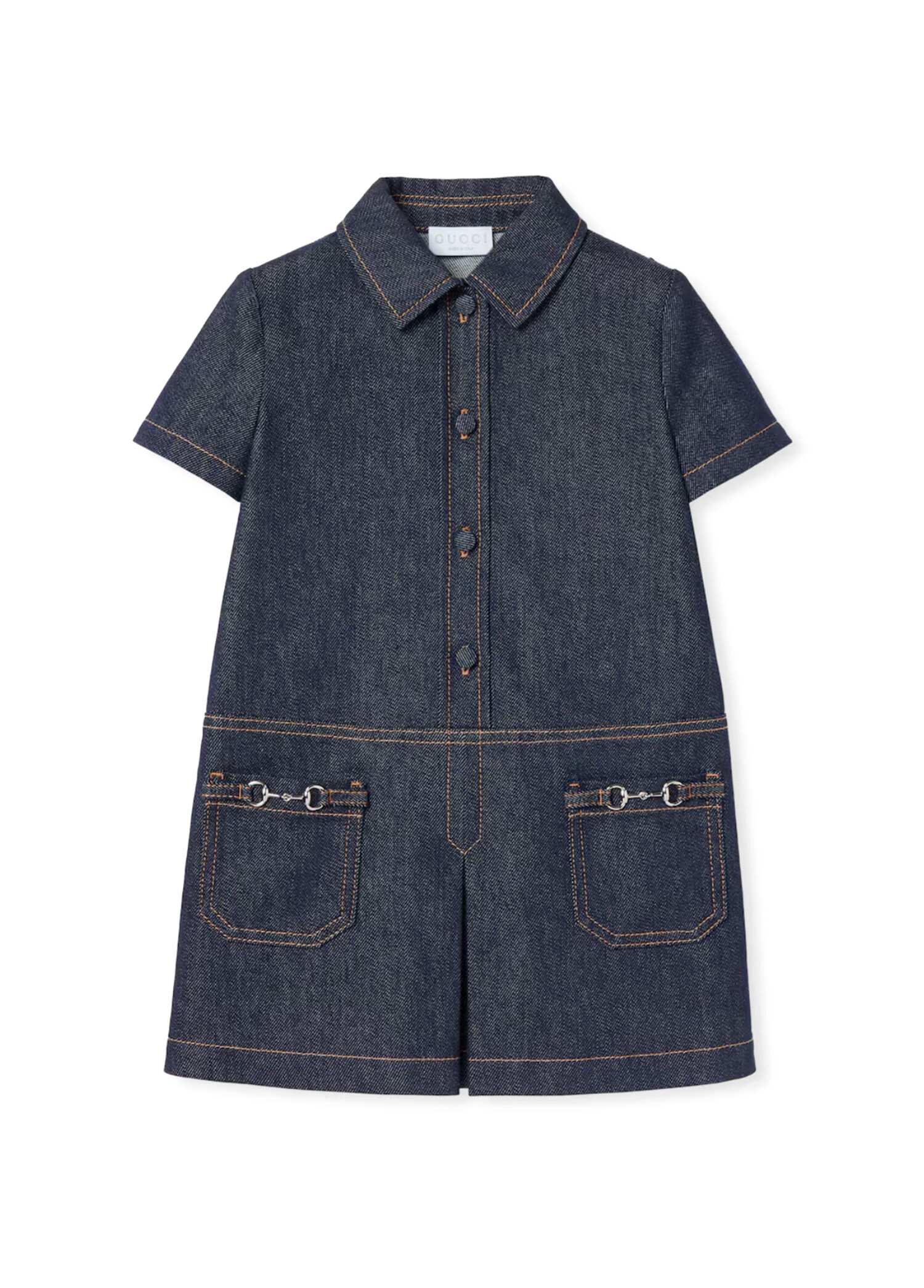 Koyu Mavi Kız Çocuk Denim Elbise