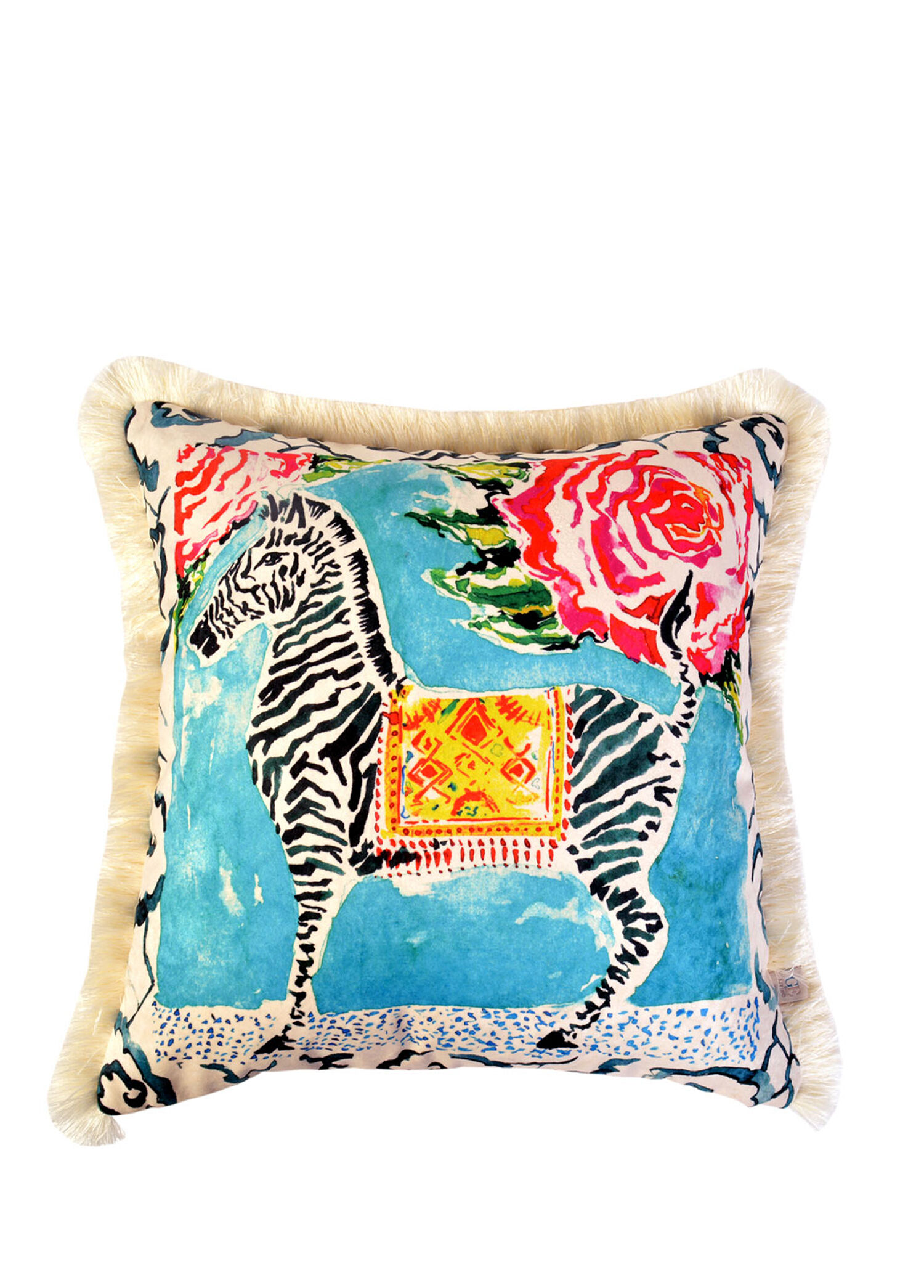 Zebra Desenli Kadife Dekoratif Kırlent Kılıfı 45 x 45 cm