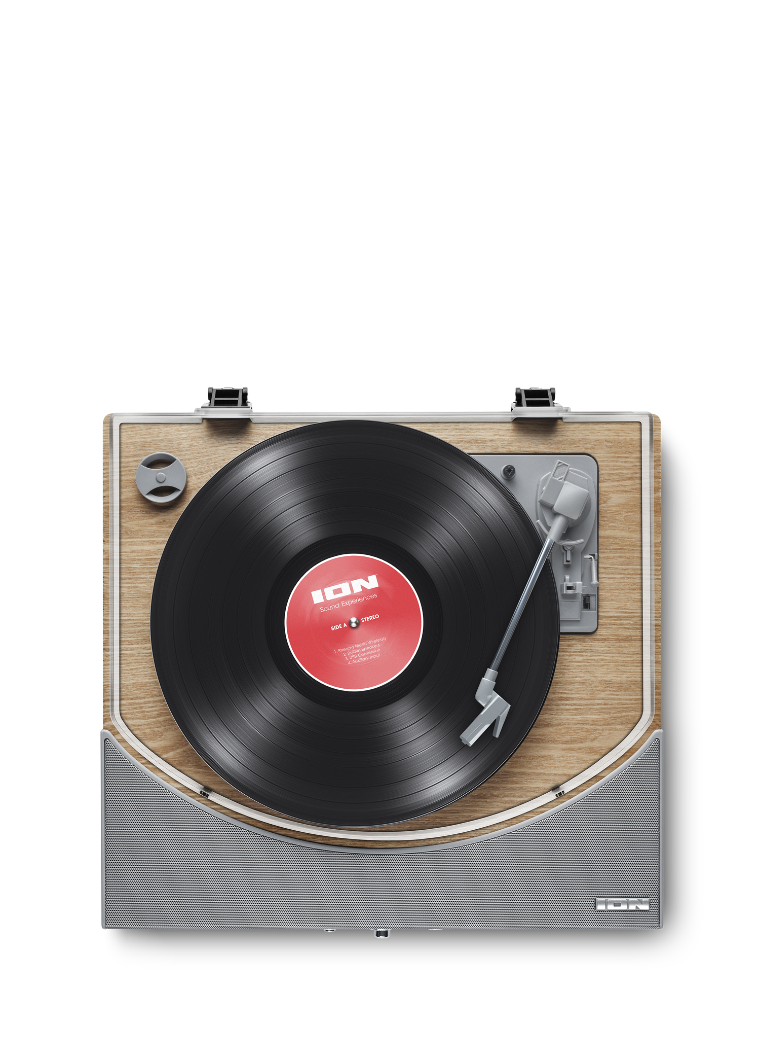 ION AUDIO Premier LP Wood Turntable with Bluetooth Speakers