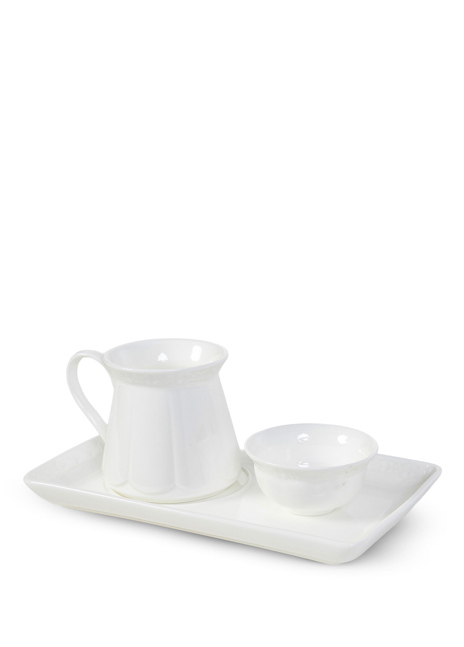 Tiffany Sunumluklu Beyaz Bone China 3 Parça Kahve Servis Takımı