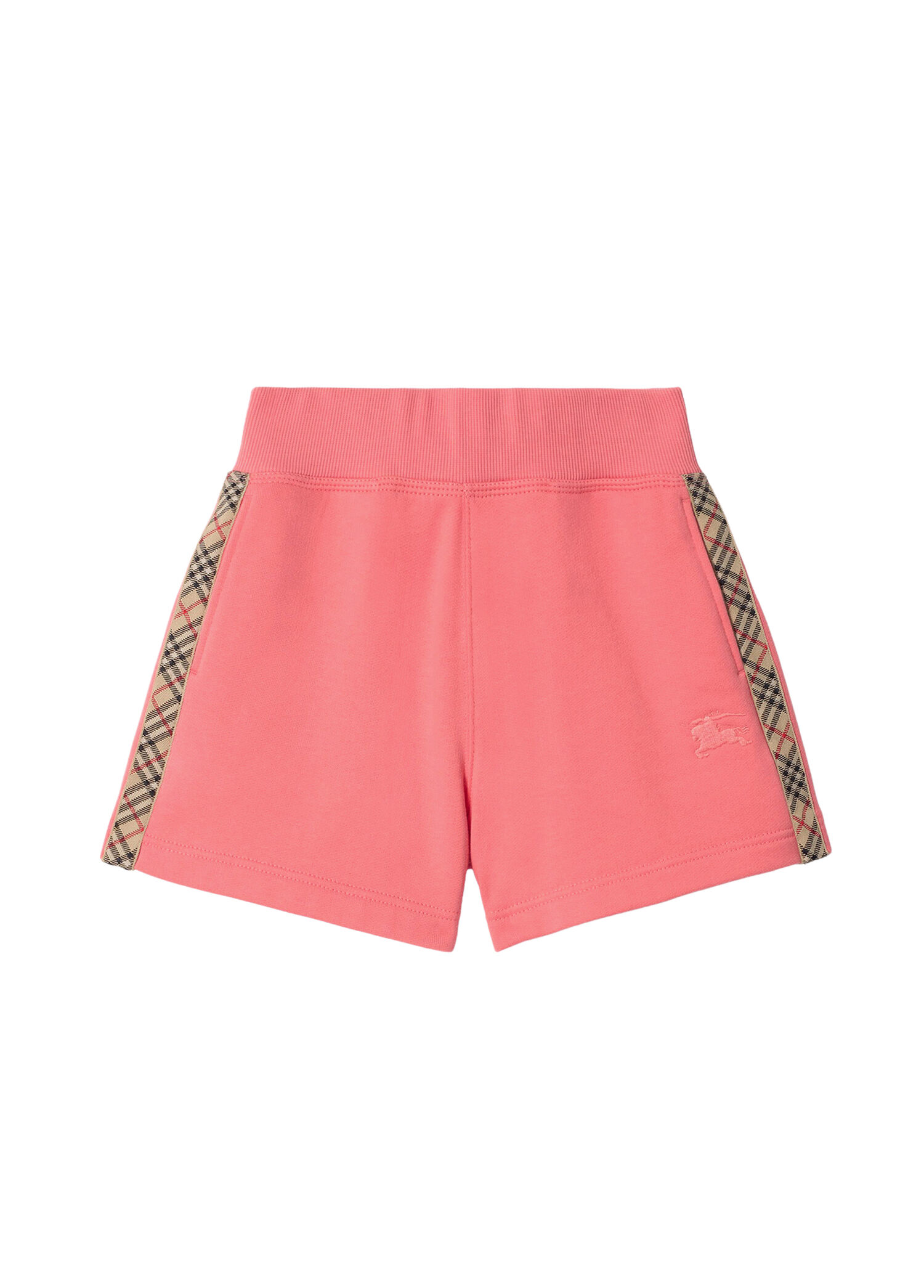Check Trim Pembe Beli Lastikli Unisex Çocuk Şort