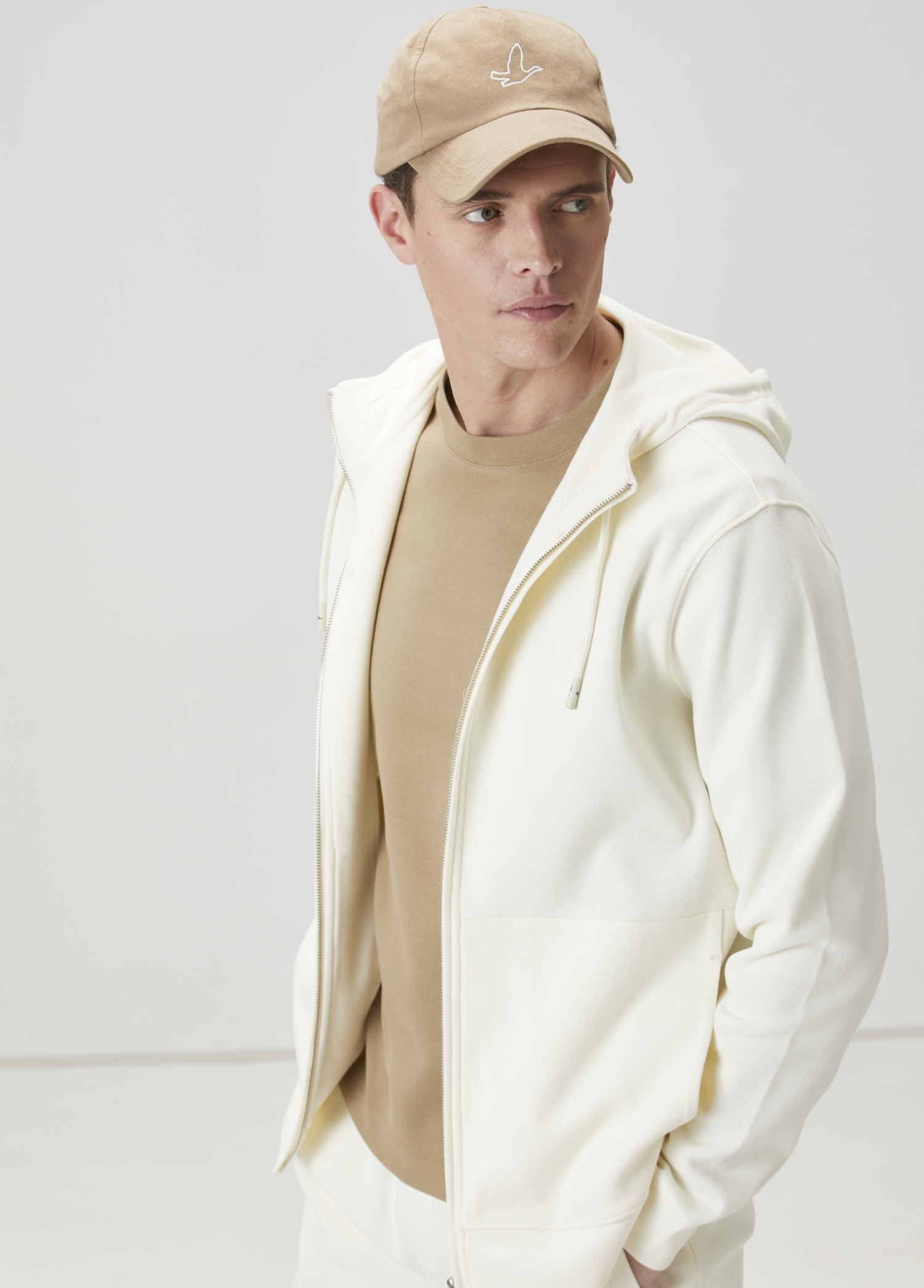 Krem Kapüşonlu Sweatshirt_1