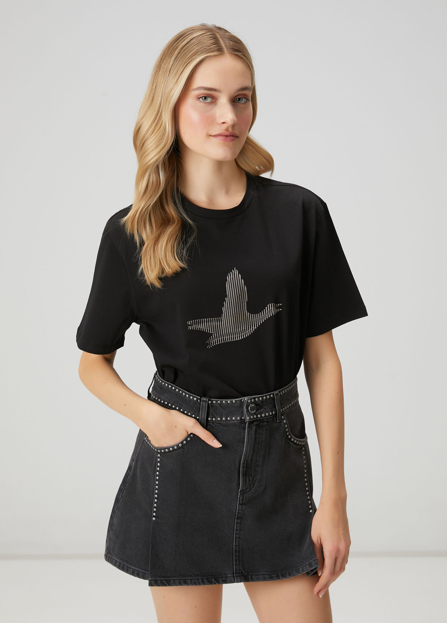 andwang Check Ribbon Docking Tee ブラック Beymen Club Siyah Kadın Siyah Çizgili Logolu T-shirt 1868313