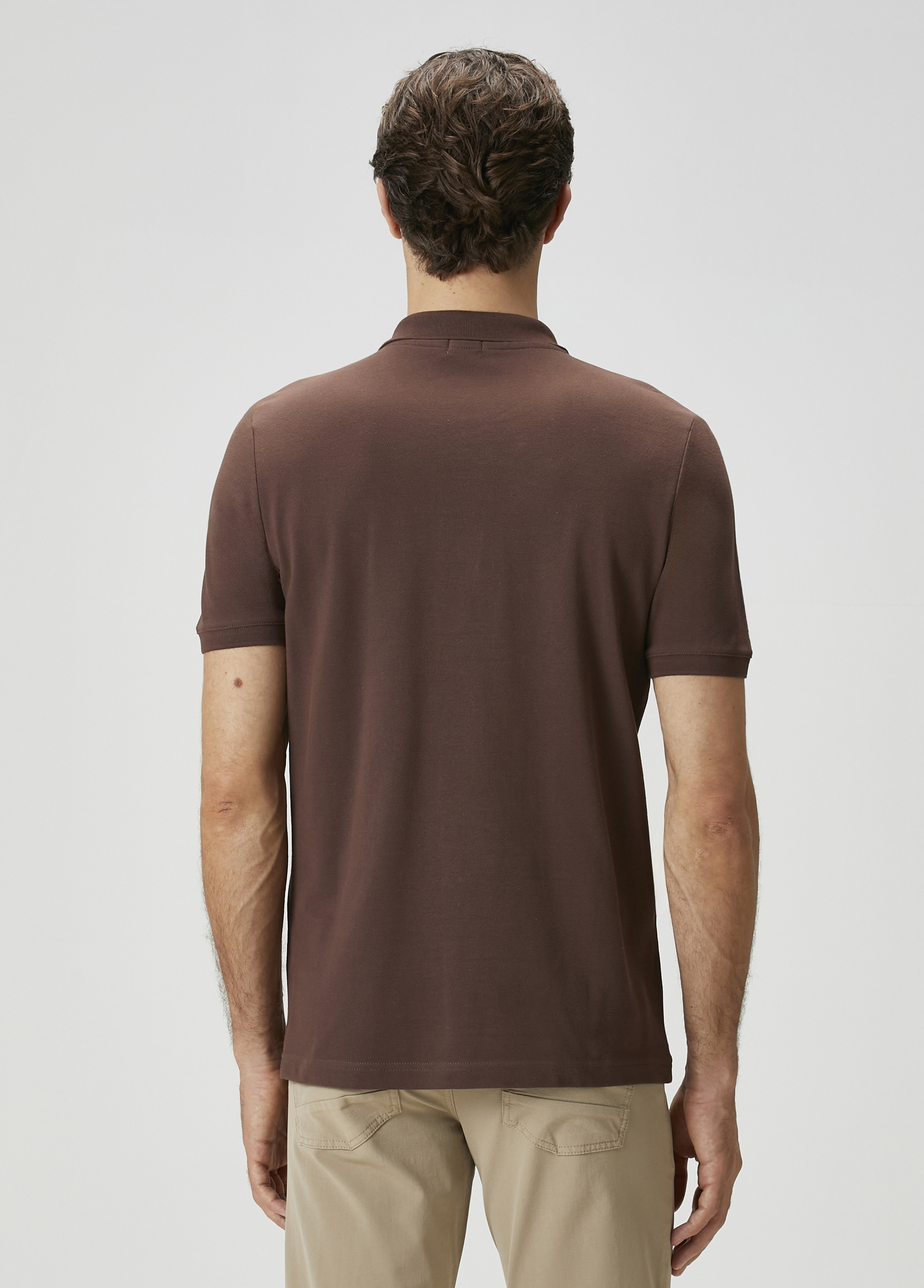Koyu Kahverengi Polo Yaka T-shirt_3