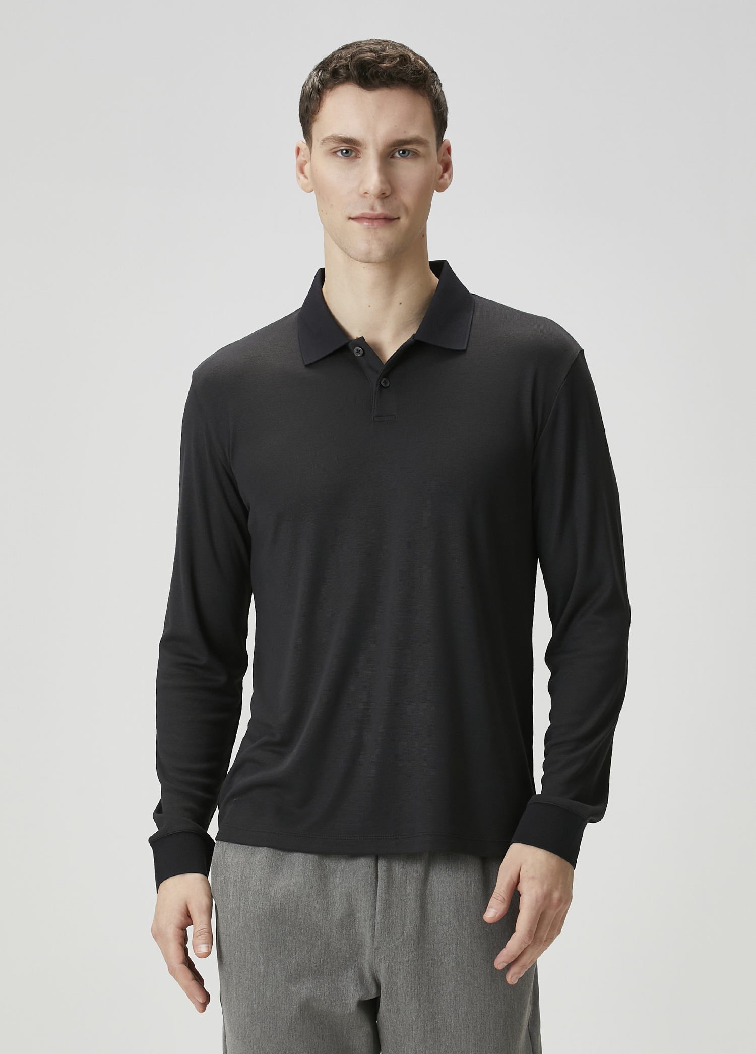 Goris Siyah Polo Yaka Sweatshirt