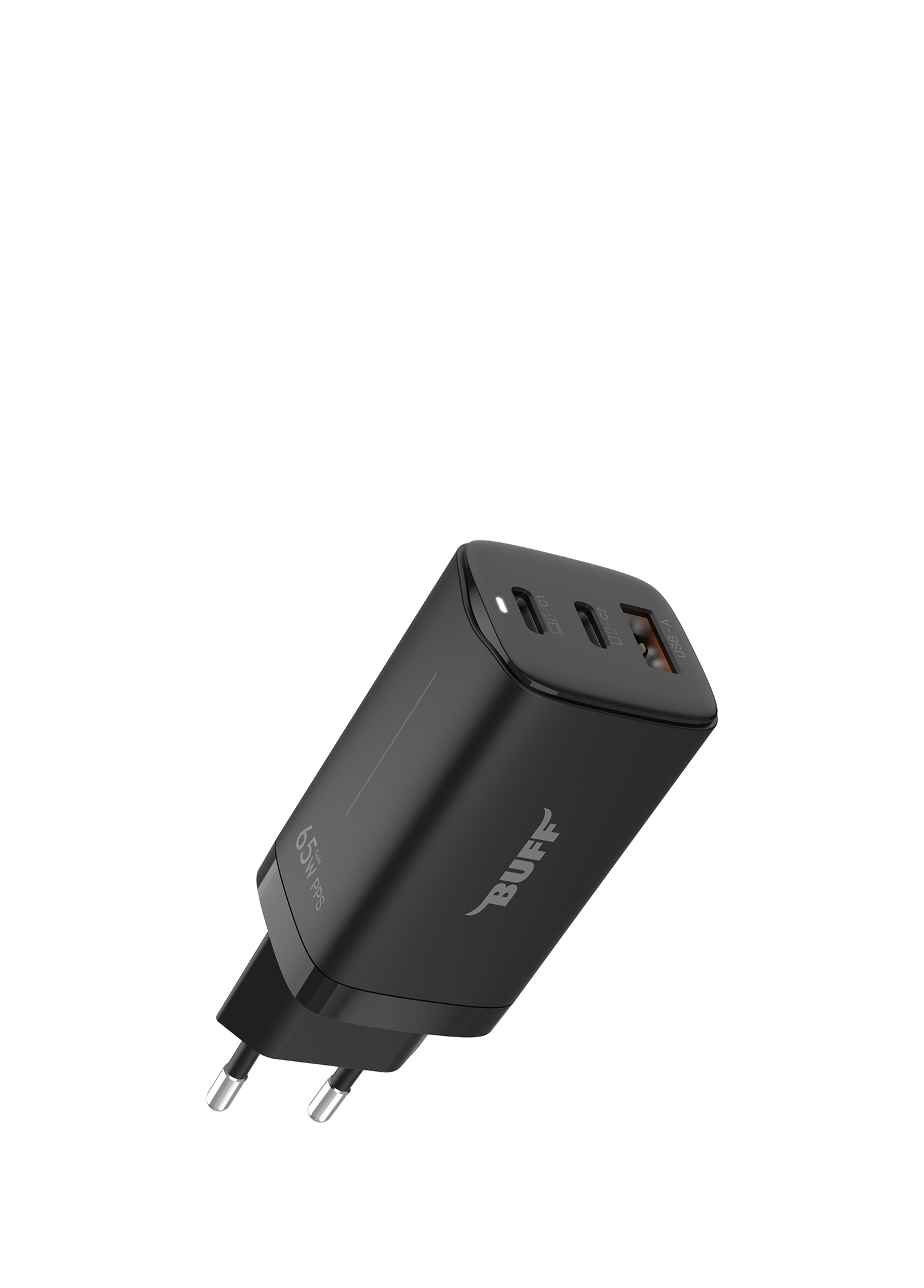 BL65-1U2C 65W Hızlı Şarj Cihazı 3 Port PD & Type-C QC3.0 Siyah Şarj Adaptörü