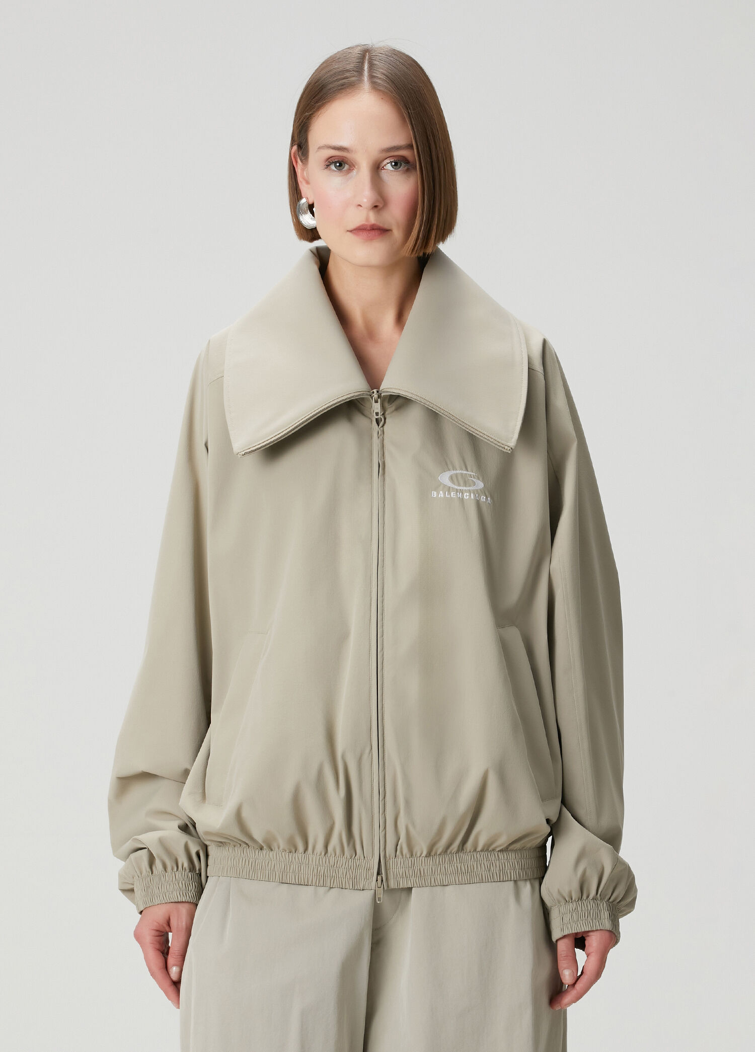Bej Fermuarlı Sweatshirt