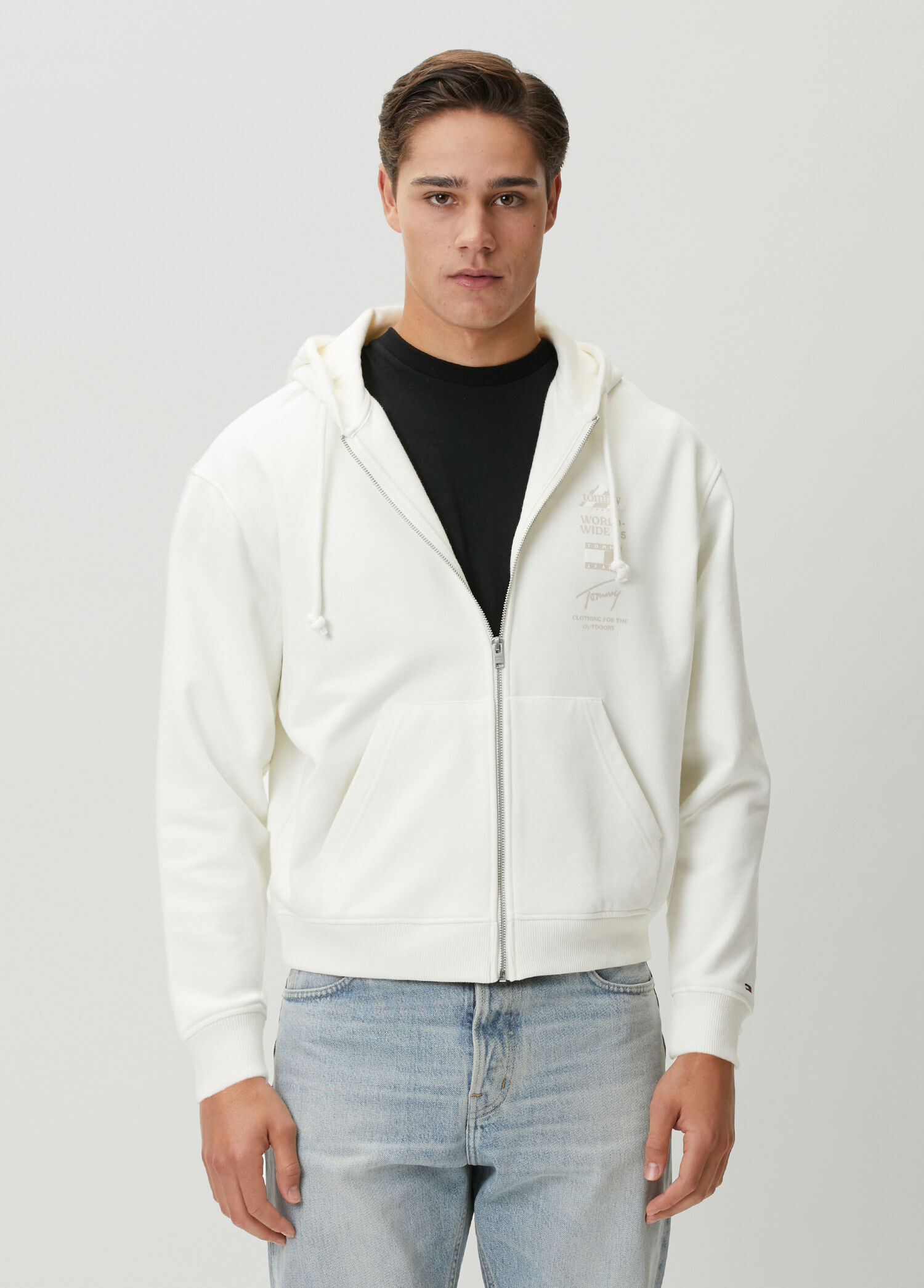 Beyaz Kapüşonlu Sweatshirt