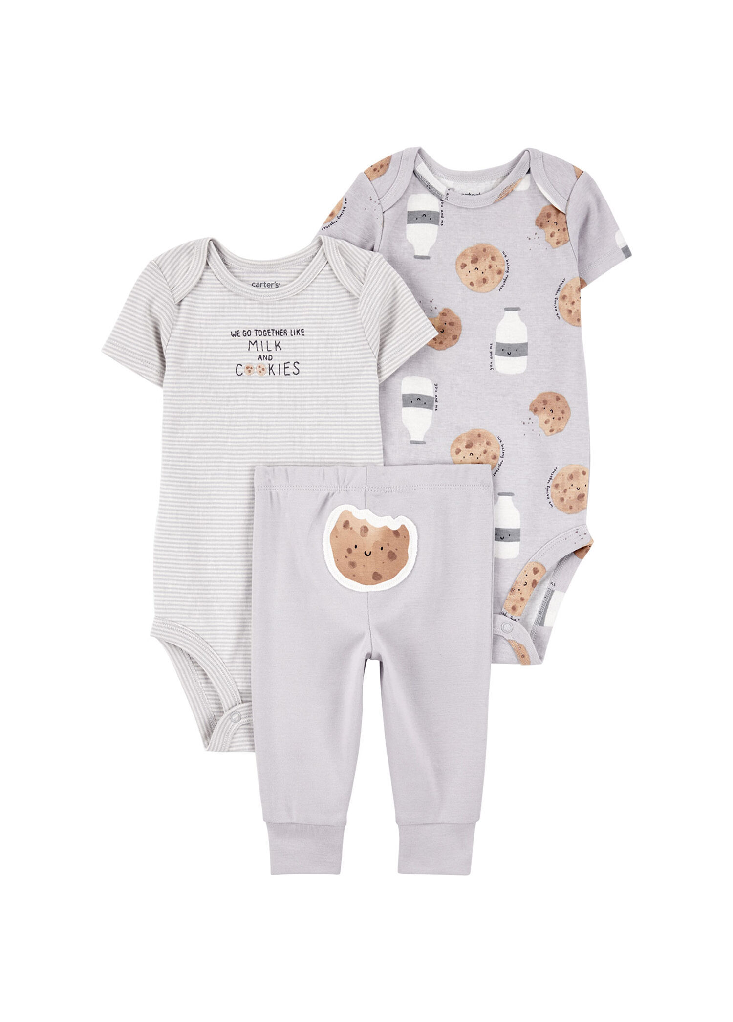 Gri Body ve Pantolon Unisex Bebek 3'lü Set