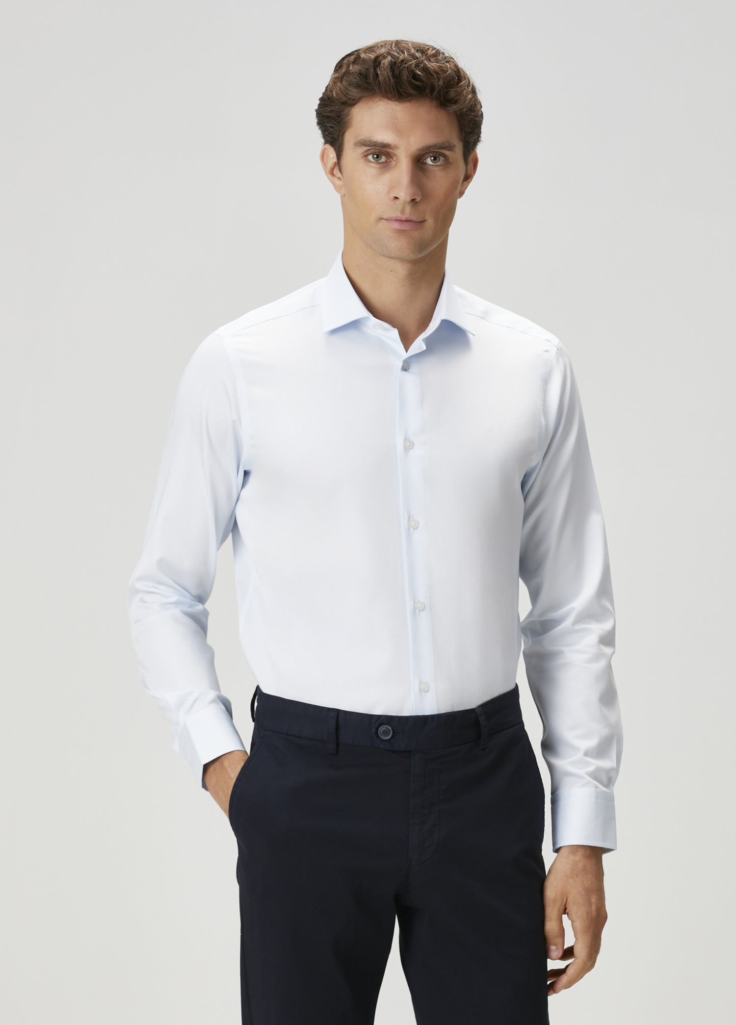 Comfort Fit Açık Mavi Non-iron Gömlek
