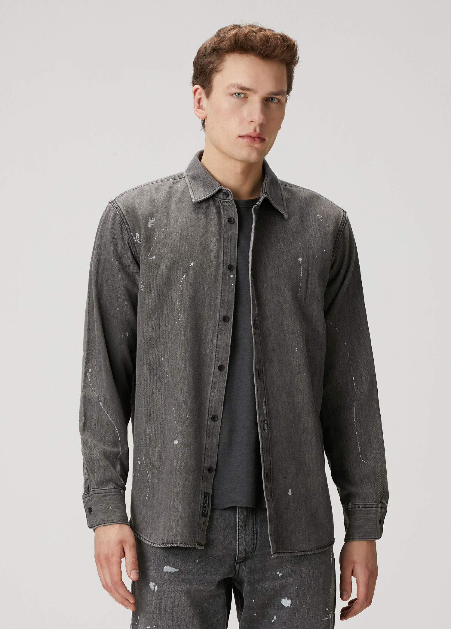 Finch Koyu Gri Denim Gömlek
