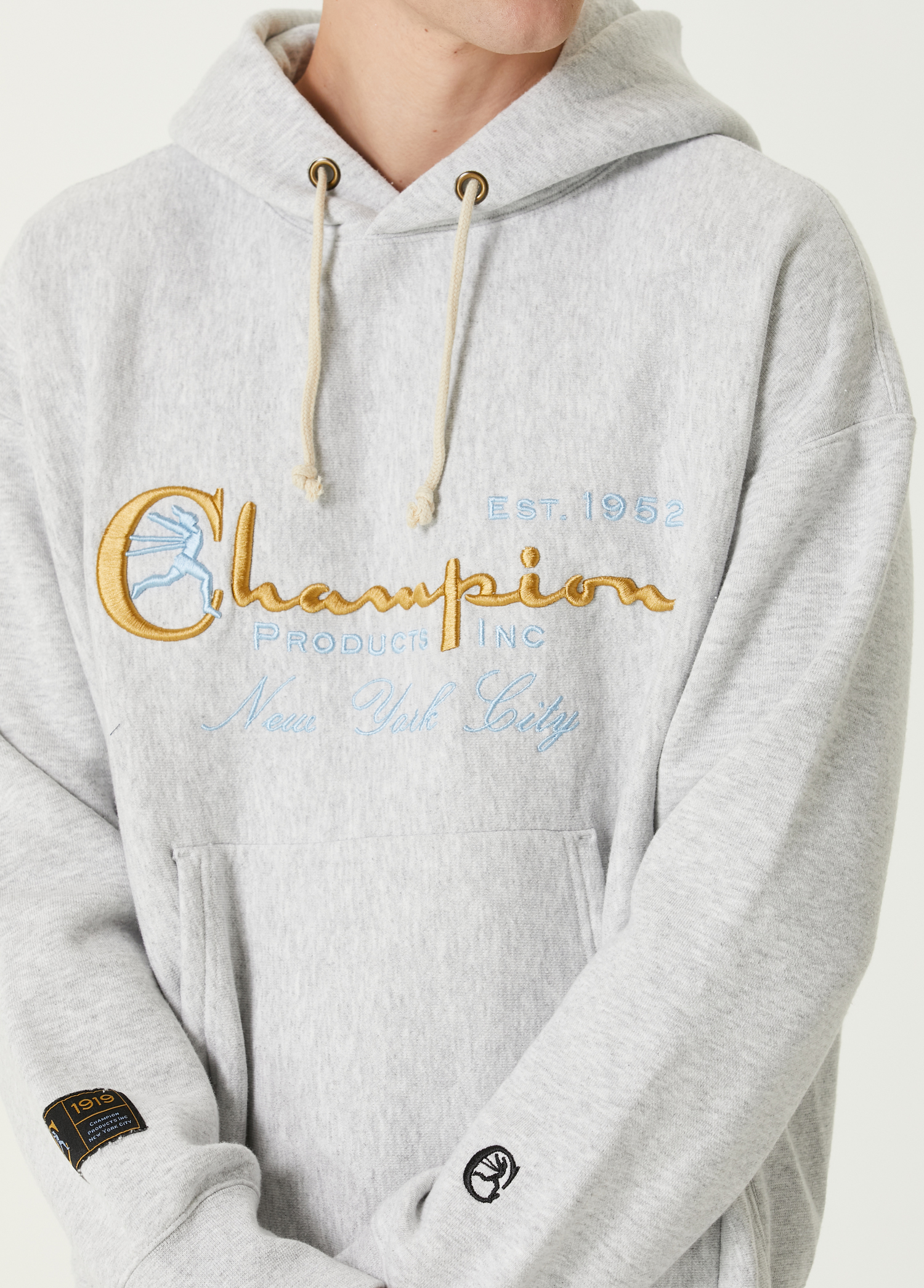 Gucci Custom Champion Hoodie Embroidery Grey Hooded Logo