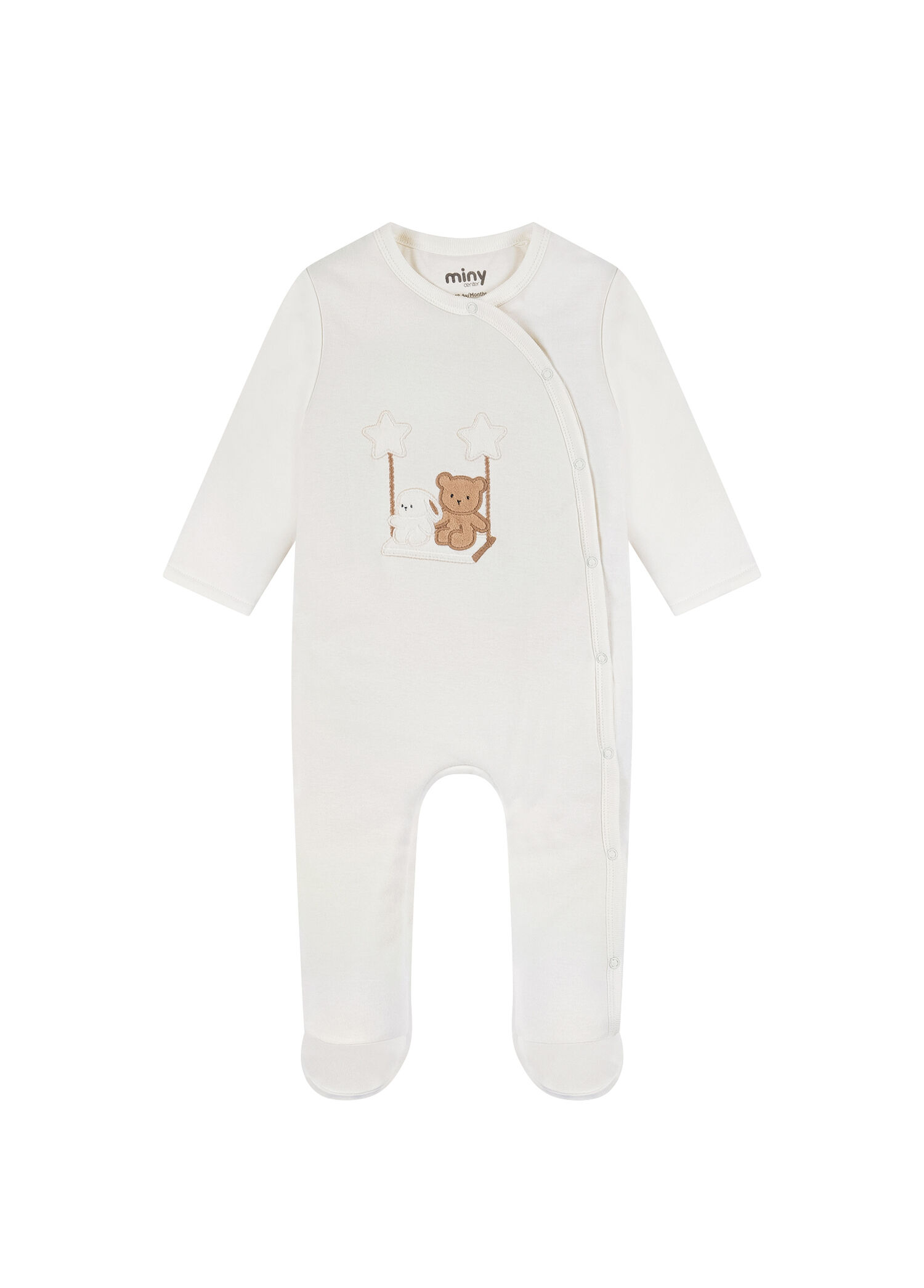 Ekru Ayıcık ve Tavşan Figürlü Unisex Bebek Uyku Tulumu