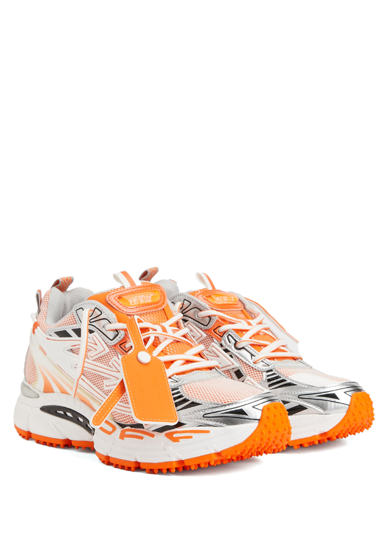 orange and white off white sneakers