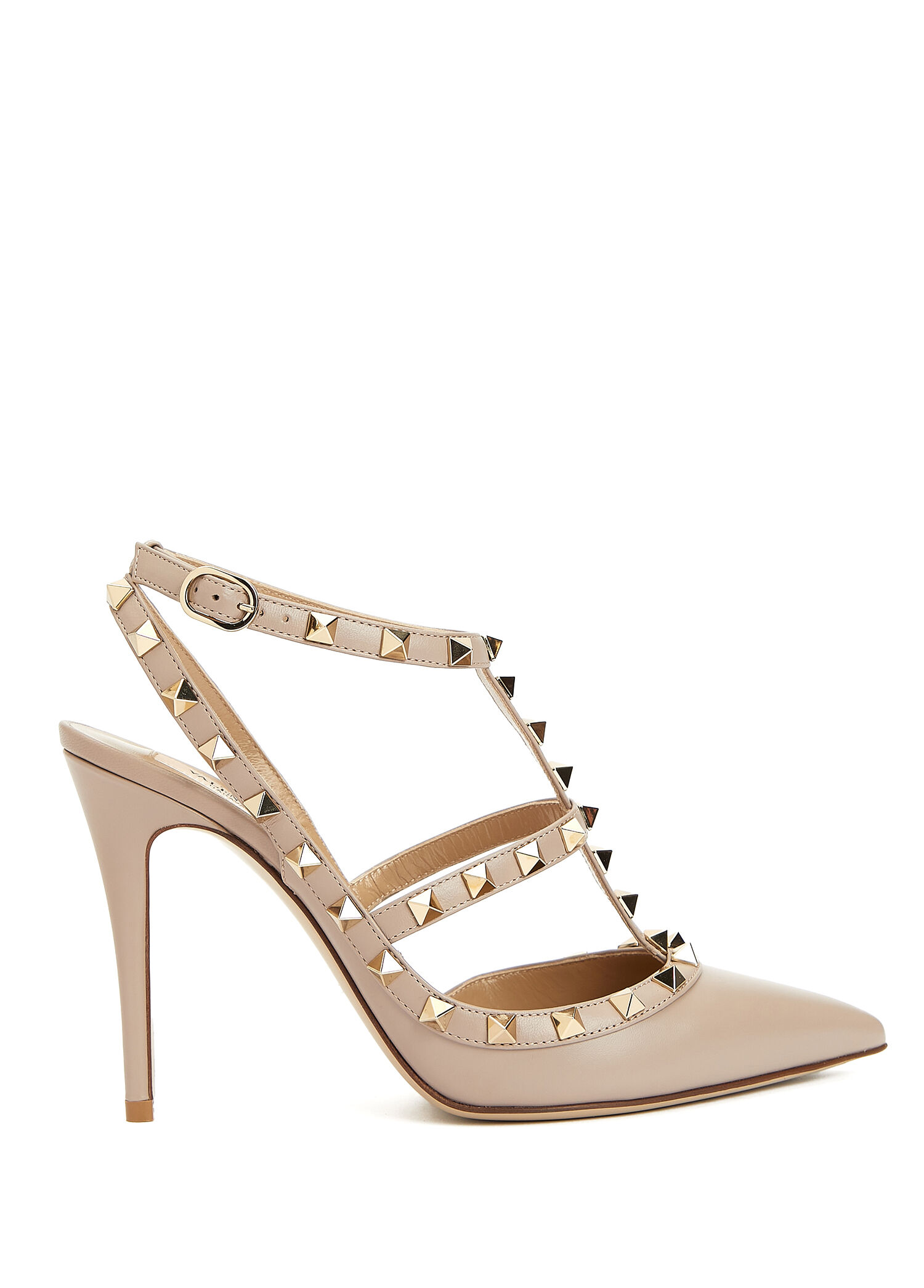 Rockstud Pudra Deri Topuklu Ayakkabı