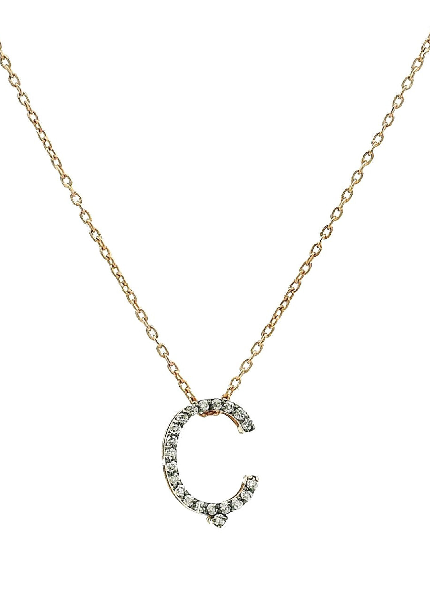 Initials Pırlantalı Altın Kolye